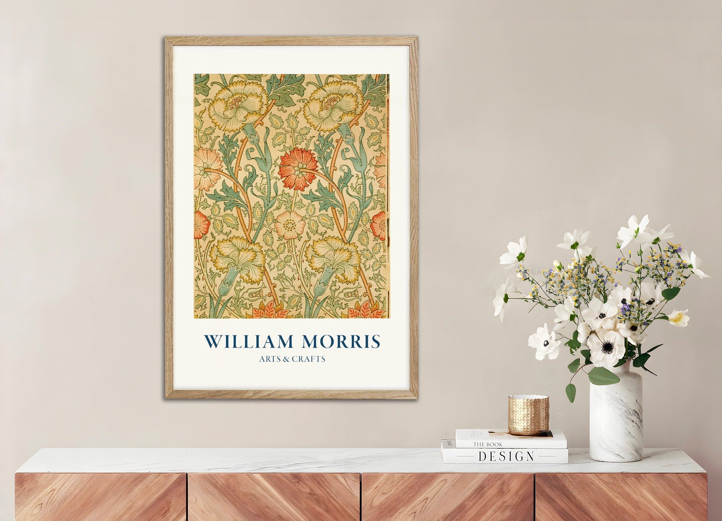 Poster of Papier peint William Morris, with natural wooden frame