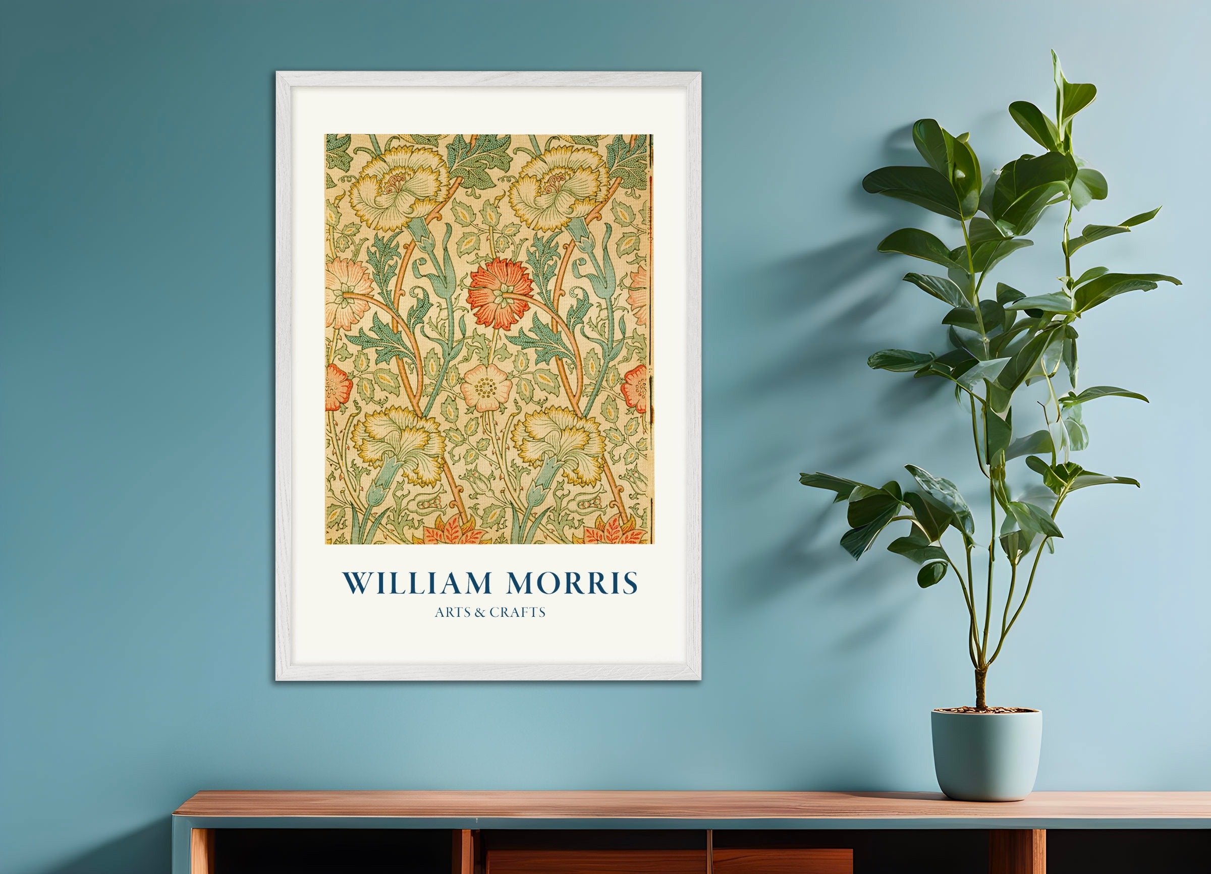 Poster of Papier peint William Morris, with white wooden frame