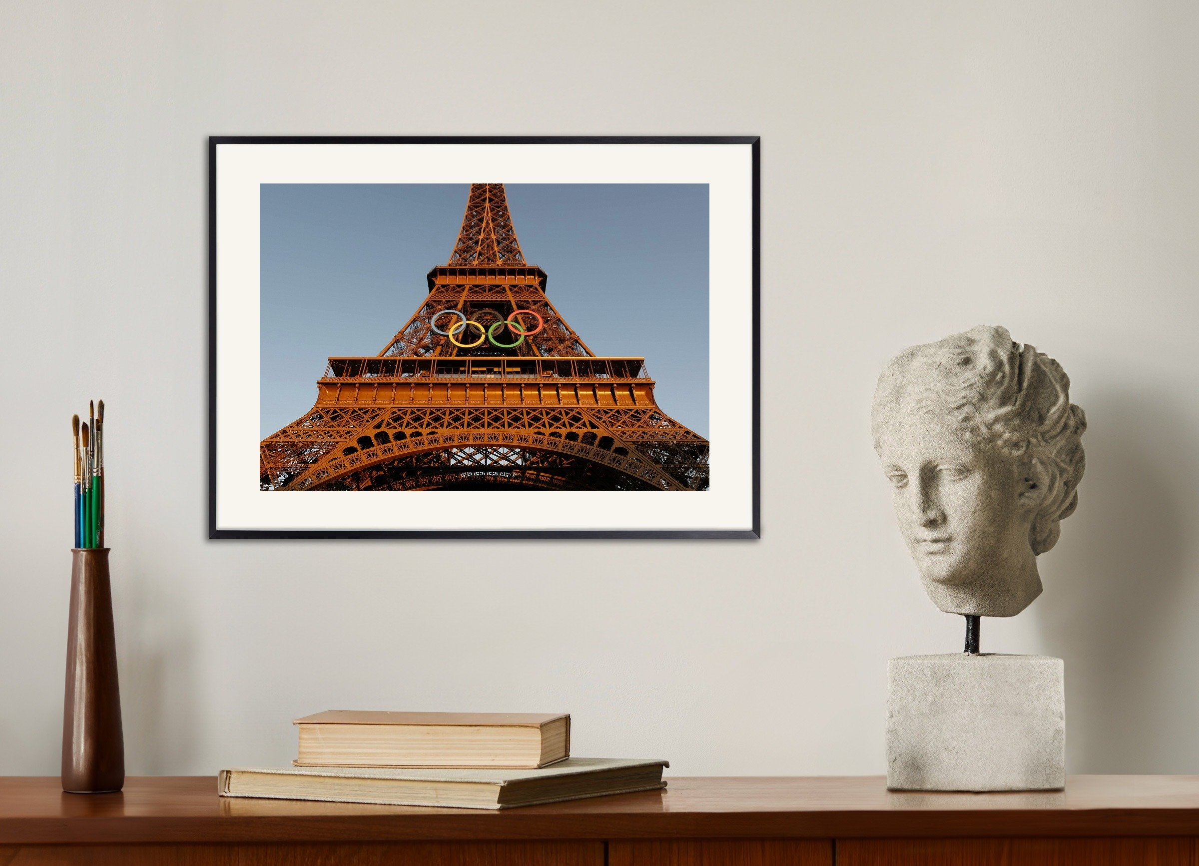 Poster of Paris olympics 2024, Eiffel Tower, with metal frame