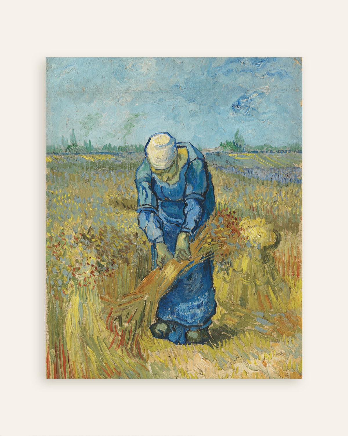 Poster of Peasant Woman Binding Sheaves, after Millet (1889) by Vincent van Gogh, thumbnail