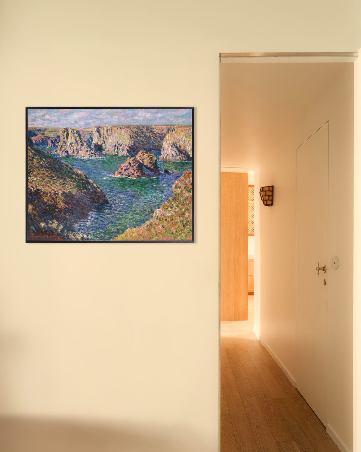 Plakat Port-Domois, Belle-Île (1887) av Claude Monet med metallramme
