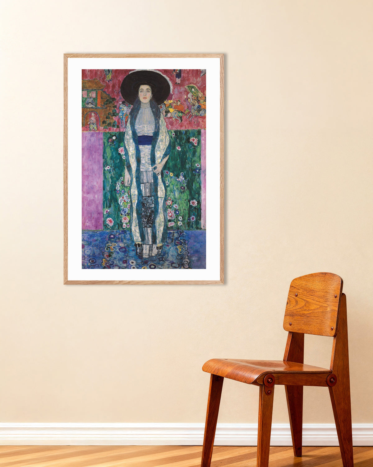 Plakat Portrett av Adele Bloch-Bauer II (1912) av Gustav Klimt med ramme i naturtre