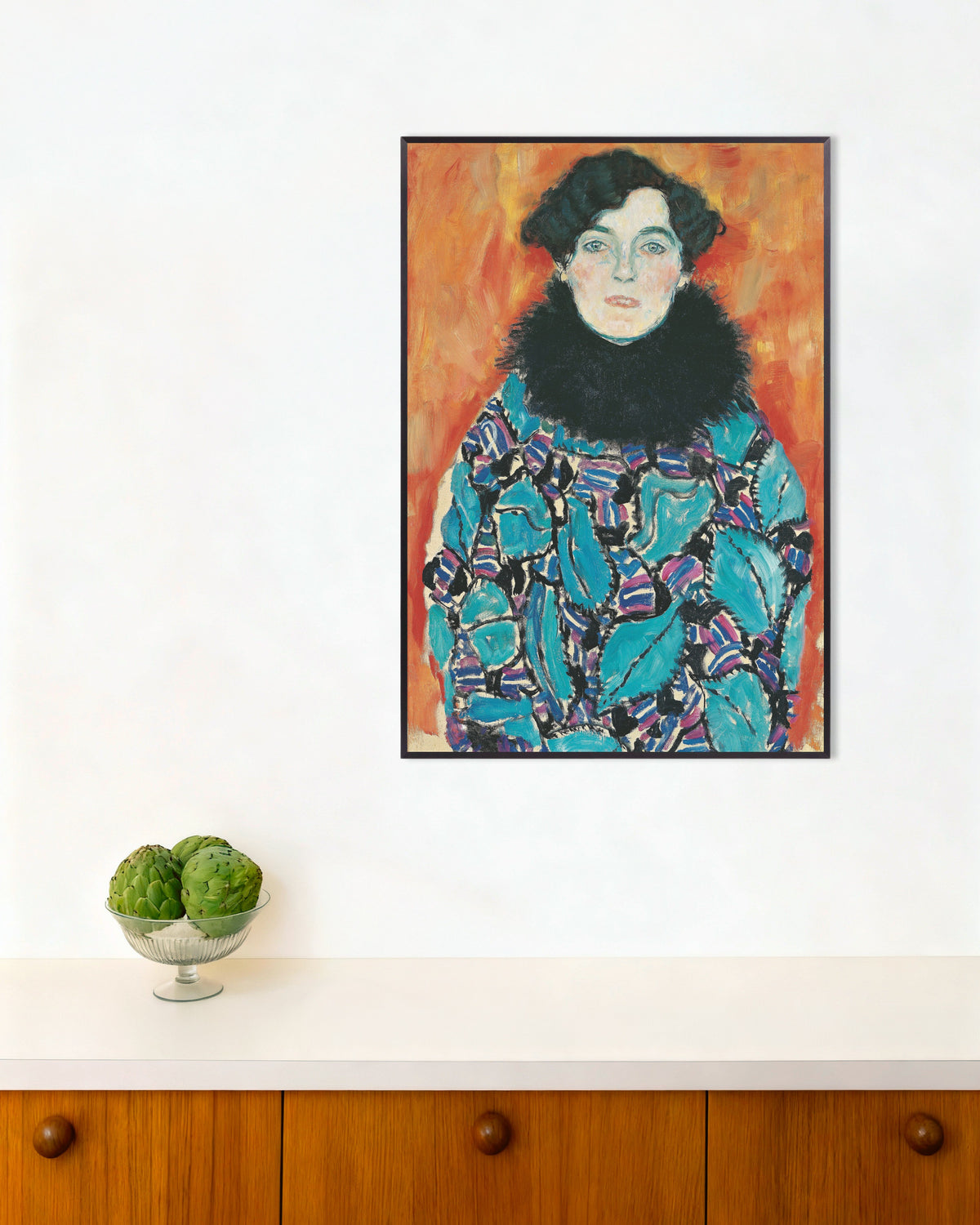 Plakat Portrett av Johanna Staude (1917) av Gustav Klimt med metallramme