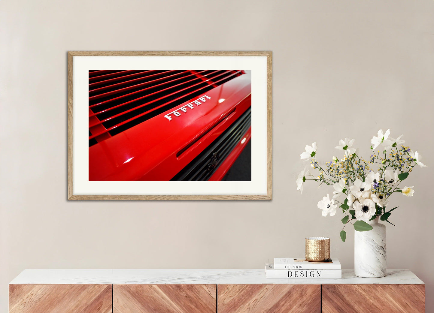 Poster of Poster Ferrari, with natural wooden frame