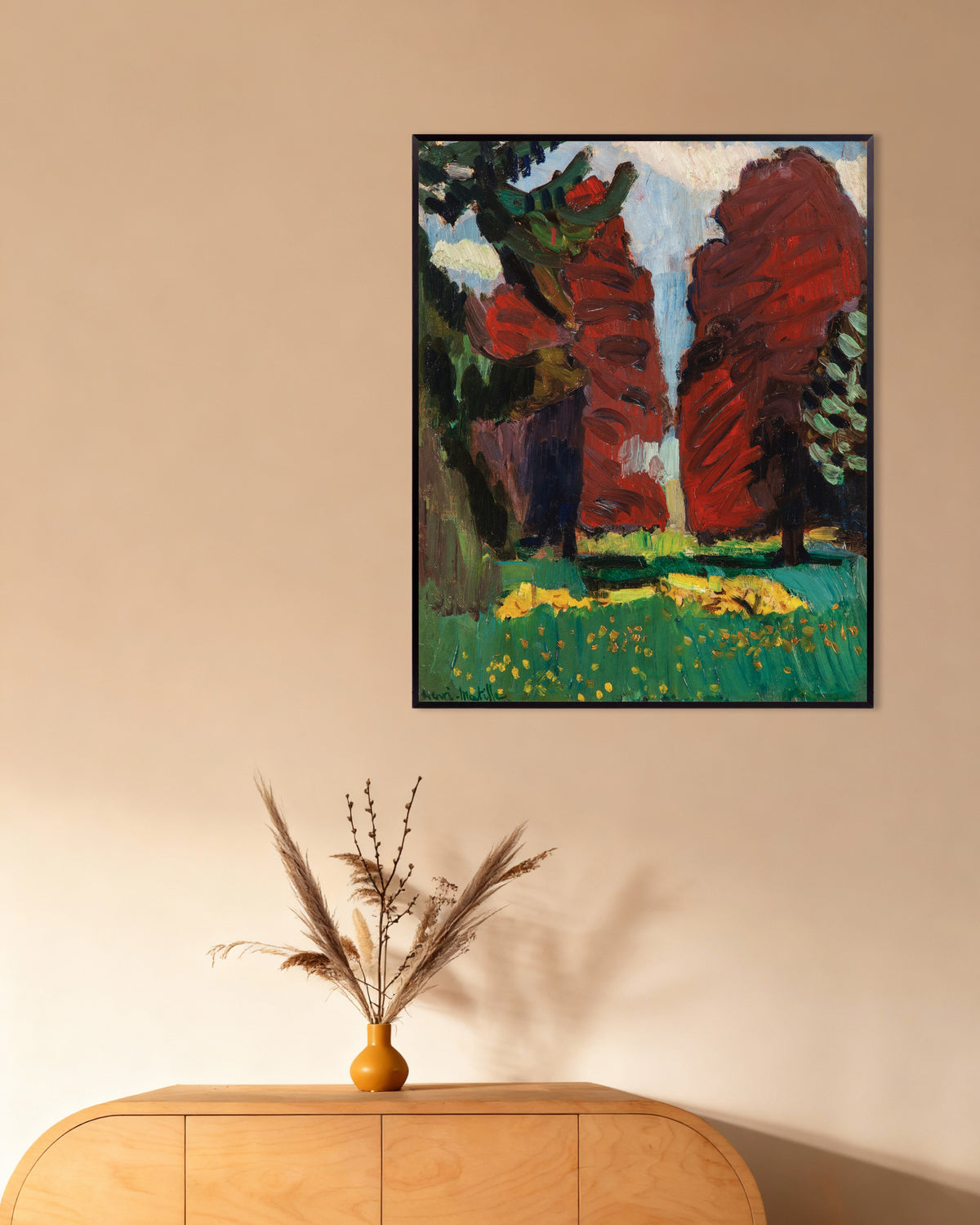 Poster av Purpurfargede bøketrær (1901) av Henri Matisse, med metallramme