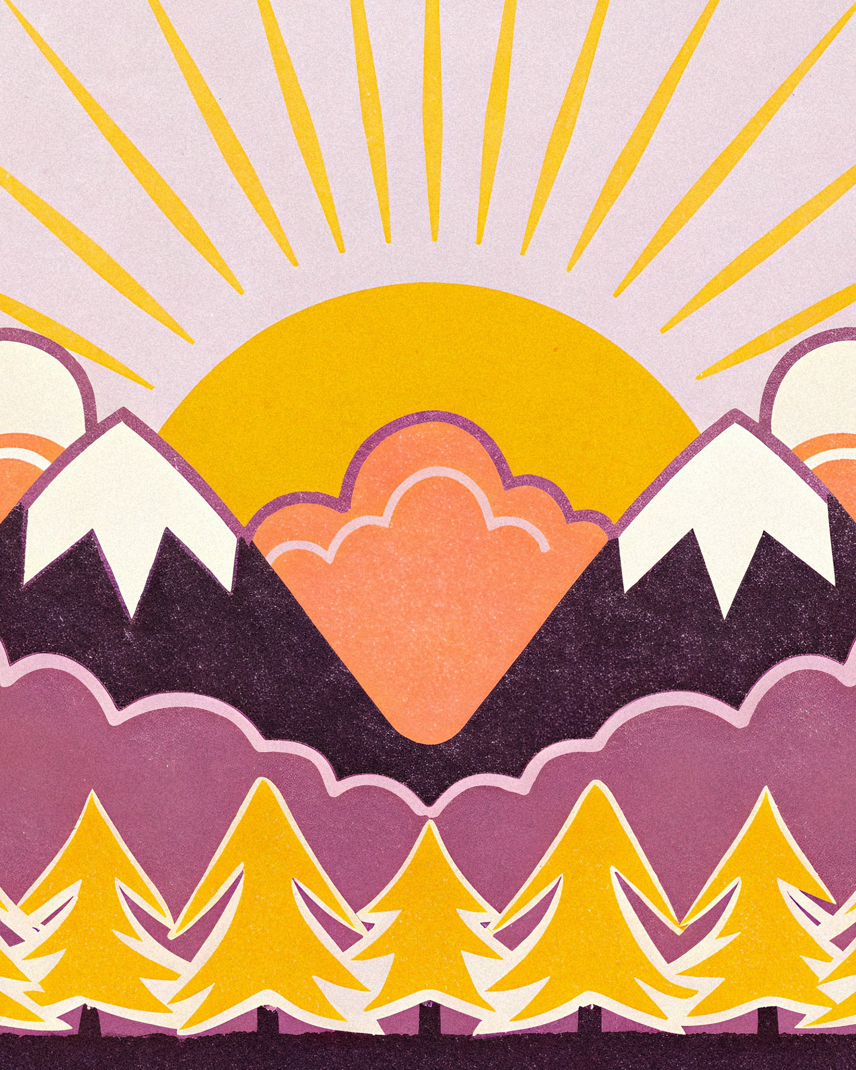 Les Pyrénées – Stampa Artistica Grafica del Tramonto sulla Montagna Poster