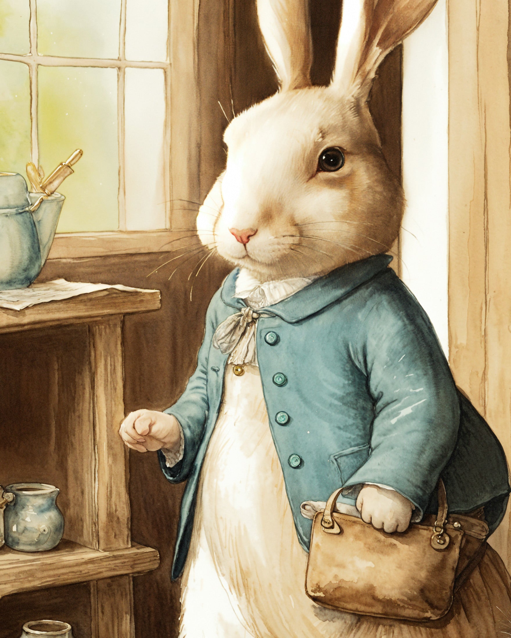 Peter Rabbit Poster, Tribute to Beatrix Potter - Rabbit is at Home