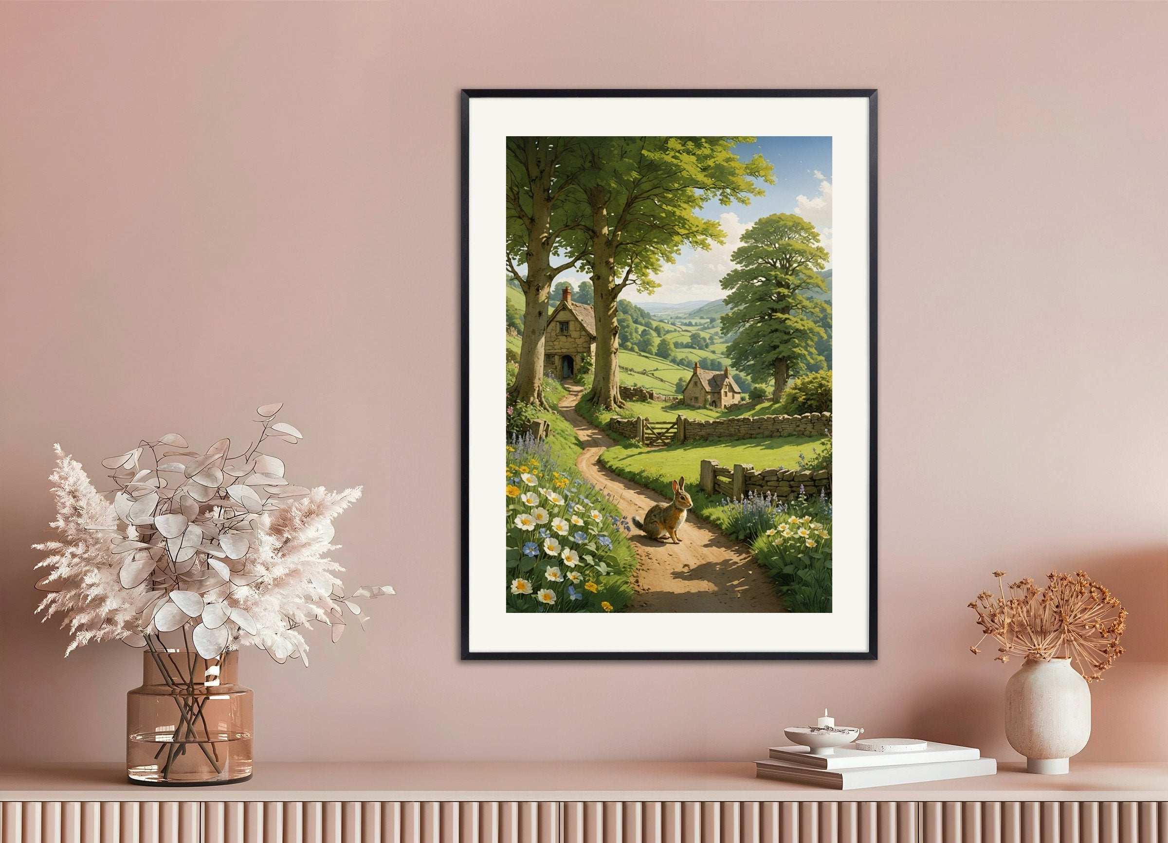 Poster of Rabbit poster, English countryside, with metal frame