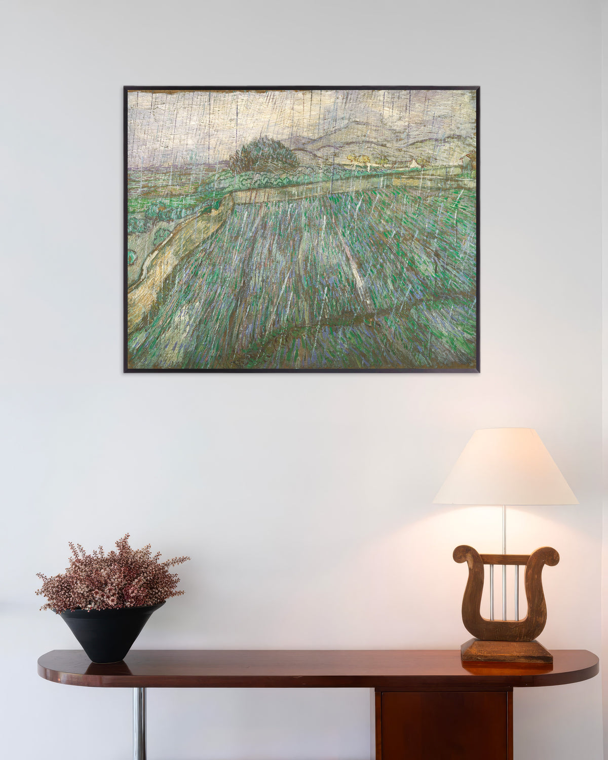 Poster av Regn (1889) av Vincent van Gogh, med metallramme