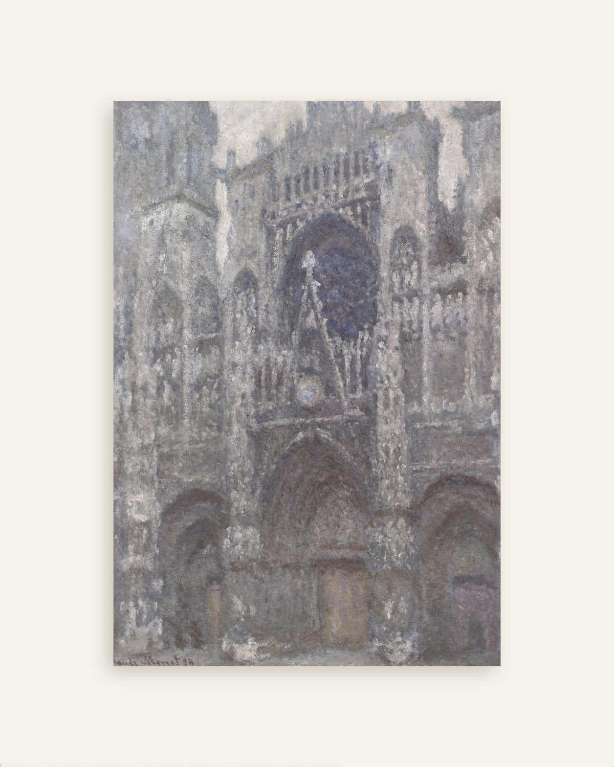Poster of Rouen Cathedral, the Portal, Gray Weather (1892) by Claude Monet, thumbnail