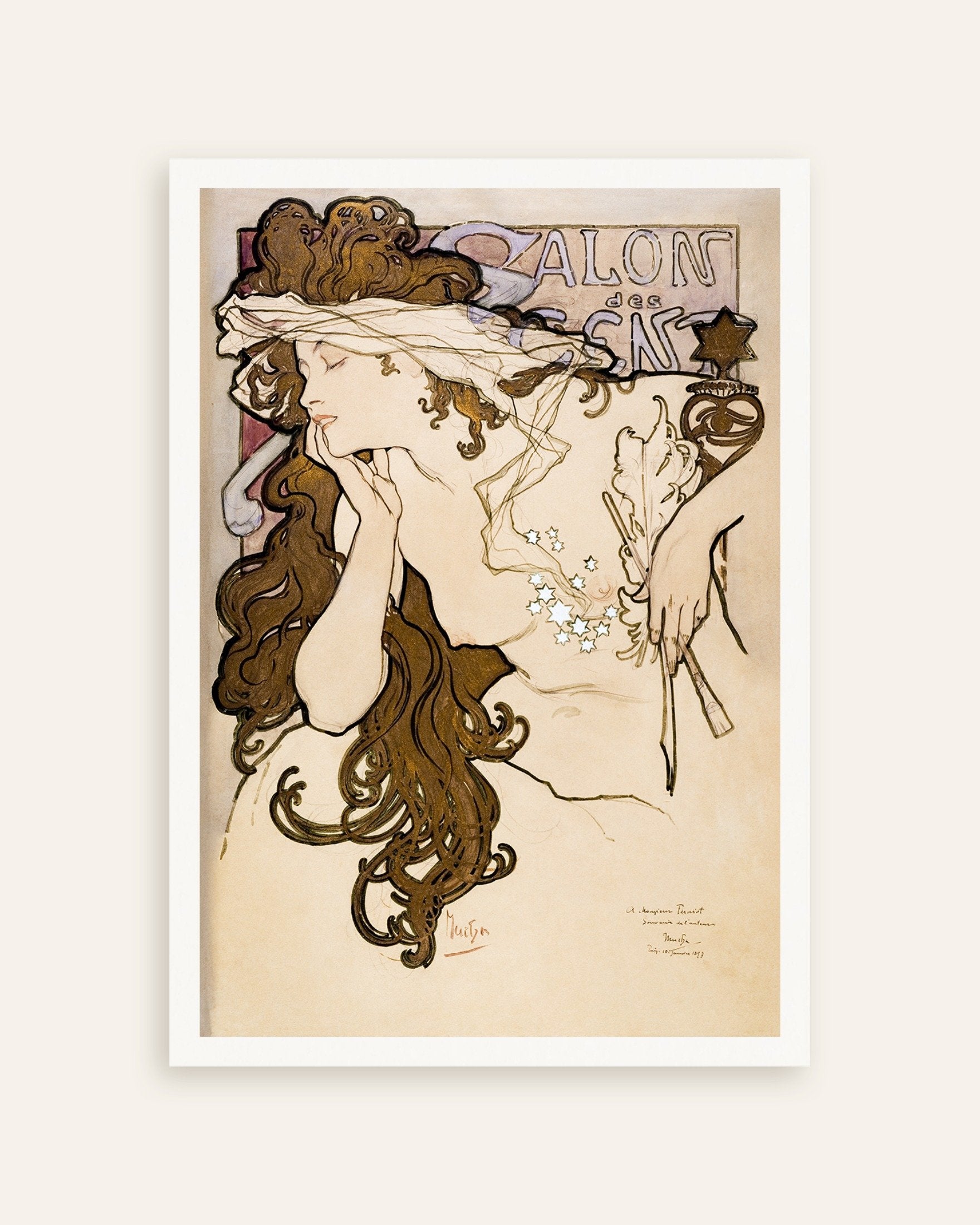 Poster of Salon of the Hundred poster (1896) by Alfons Mucha, thumbnail