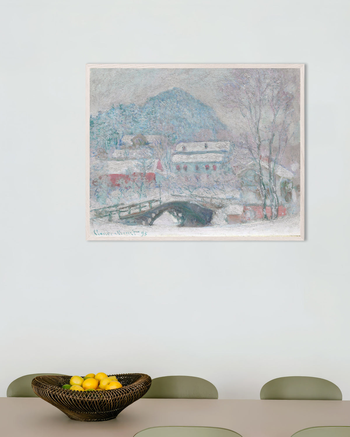 Plakat Sandvika, Norge (1895) av Claude Monet med hvit treramme