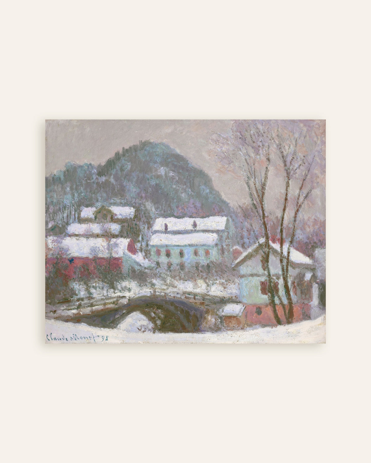 Plakat Sandvika, Norge, snøeffekt (1895) av Claude Monet, miniatyr