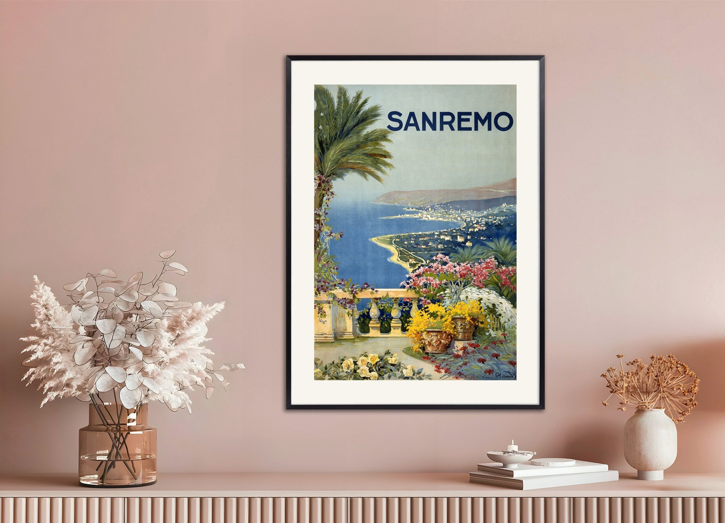 Poster of Sanremo Poster, Vintage, with metal frame