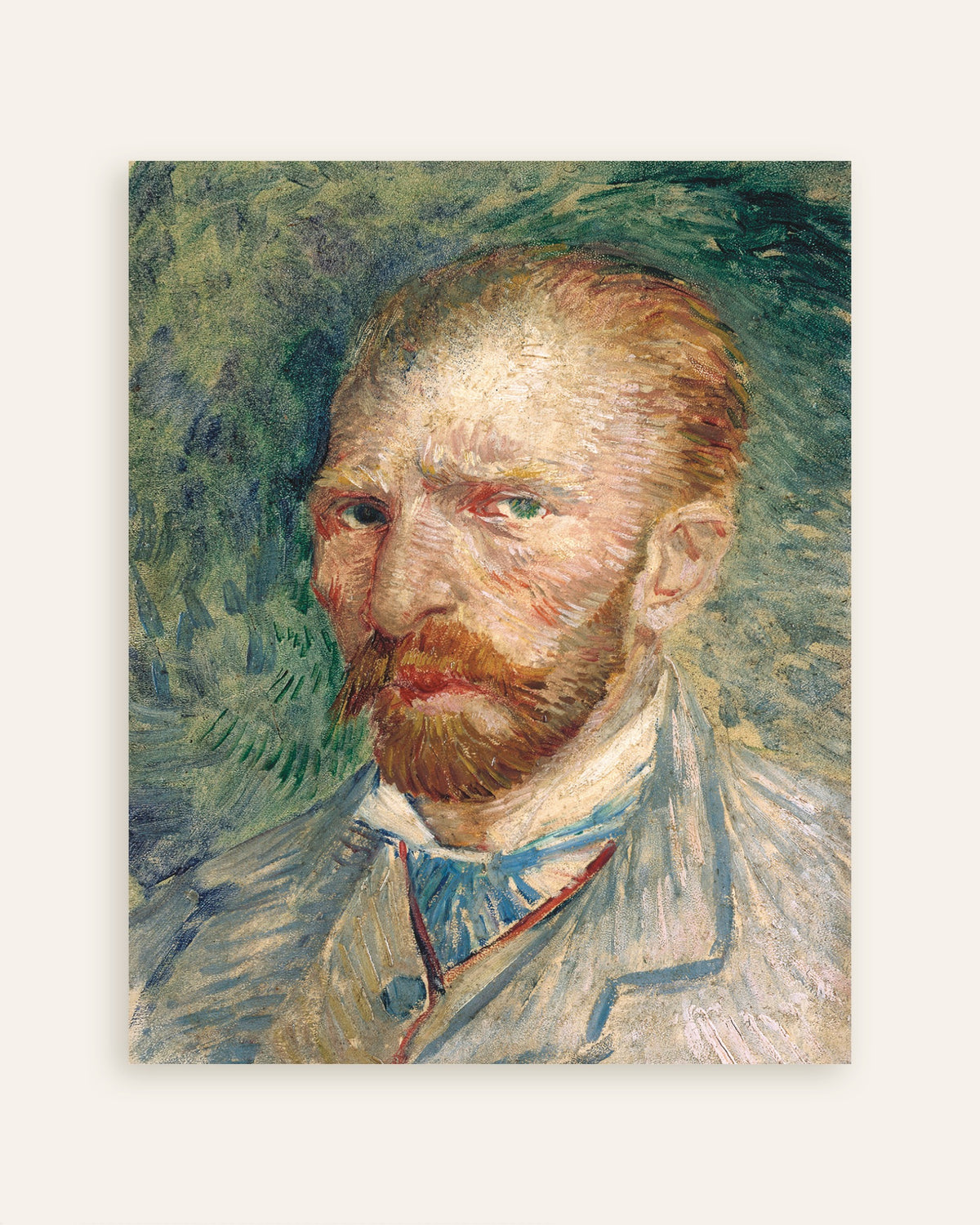 Poster of Self-Portrait on a Green Background (1886) by Vincent van Gogh, thumbnail