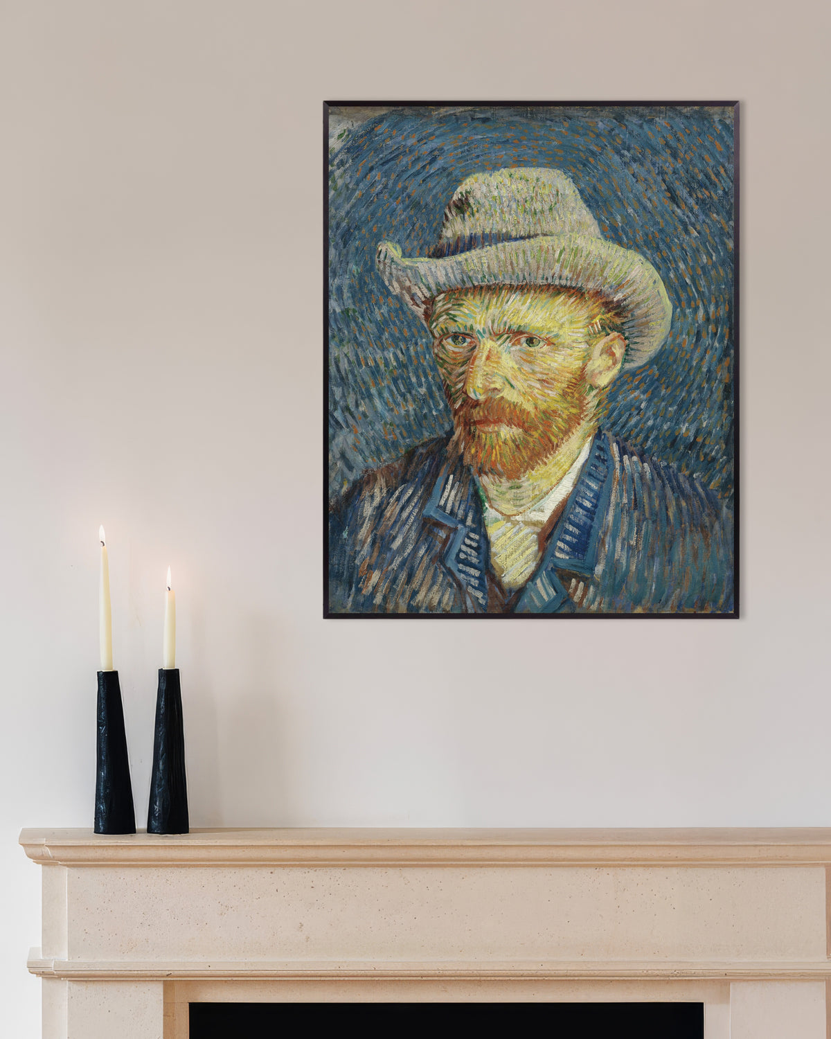 Poster of Self-Portrait with Grey Felt Hat (1887) by Vincent van Gogh, with metal frame