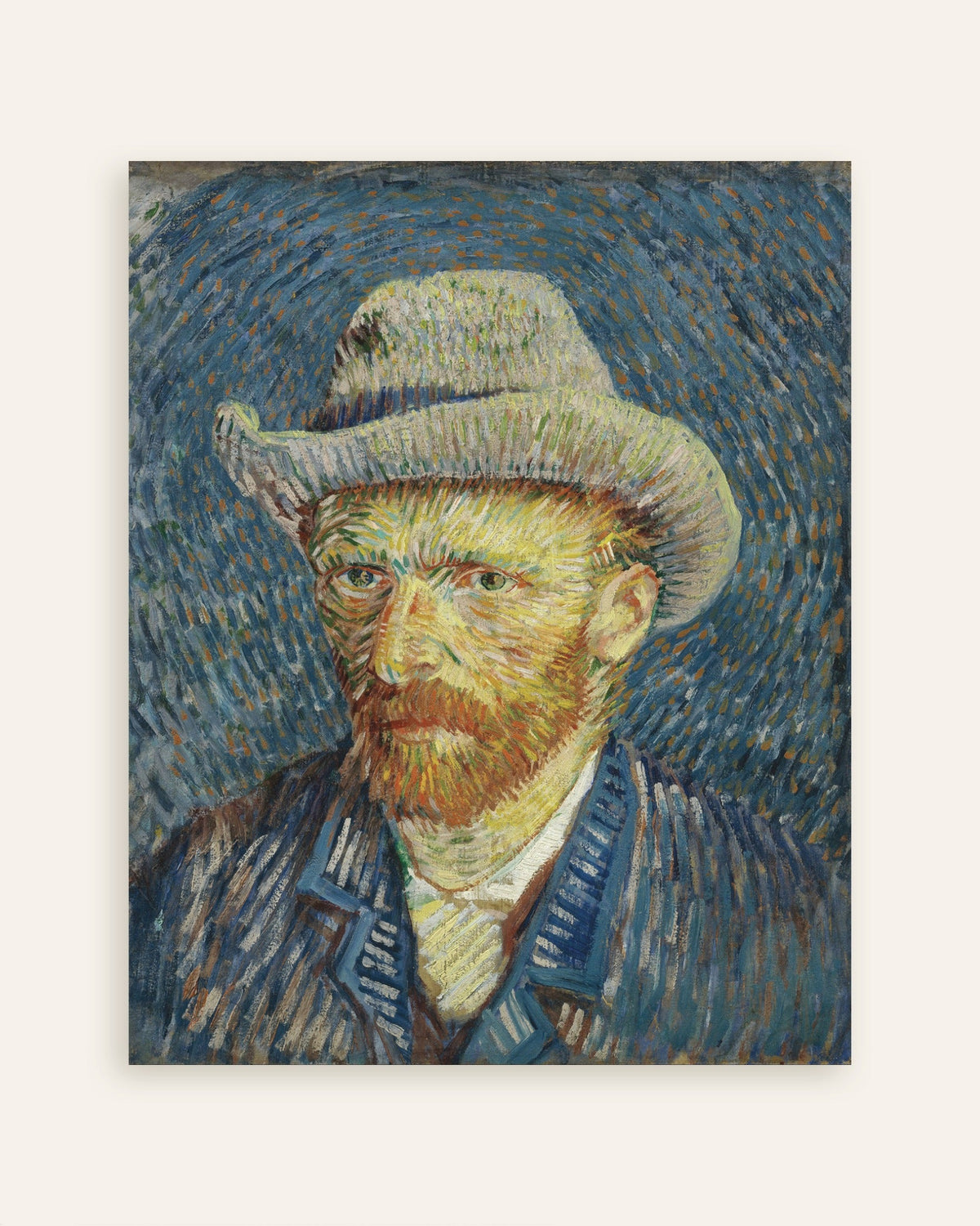 Poster av Selvportrett med grå filthatt (1887) av Vincent van Gogh, miniatyrbilde