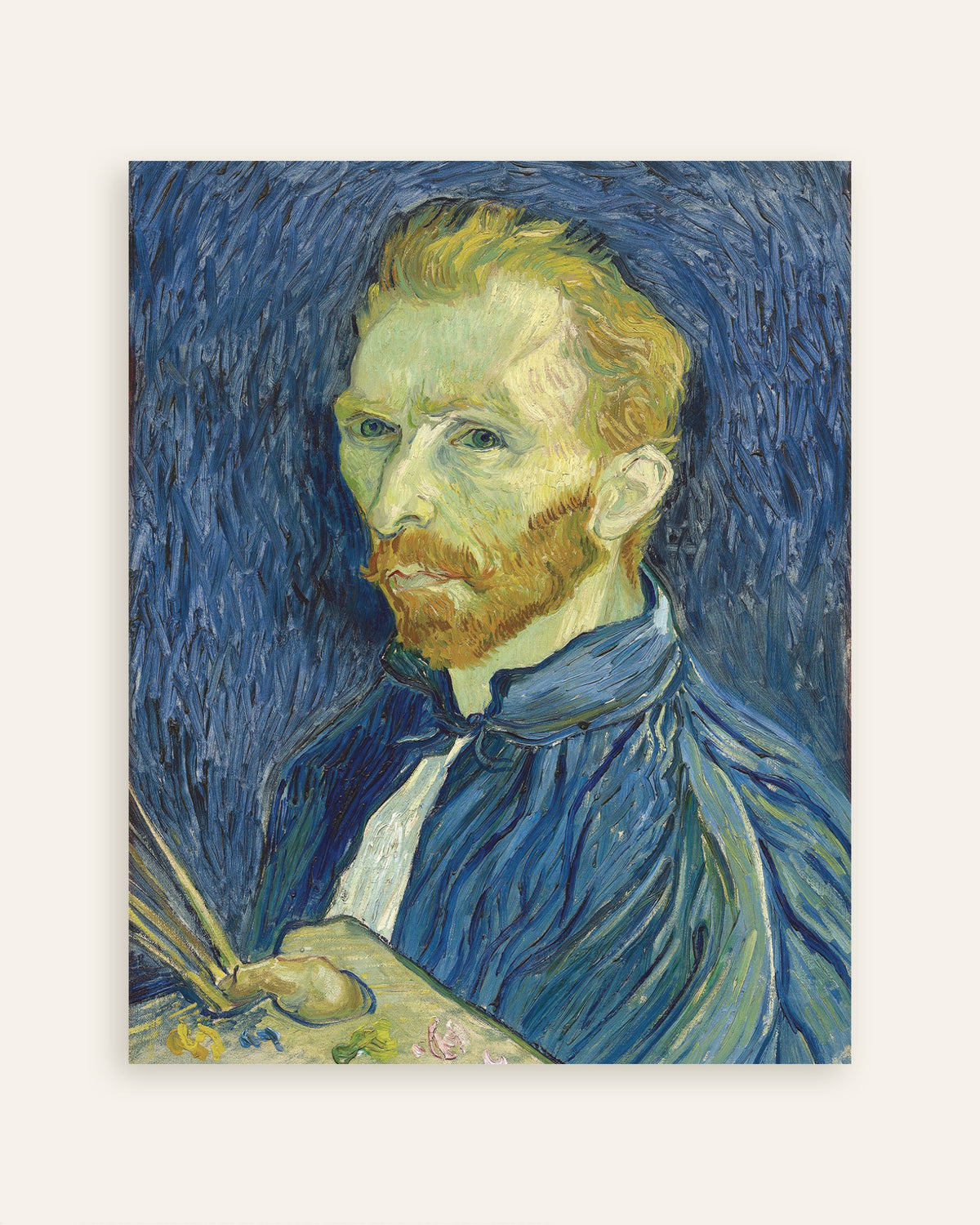 Poster of Self-Portrait with Palette (1889) by Vincent van Gogh, thumbnail