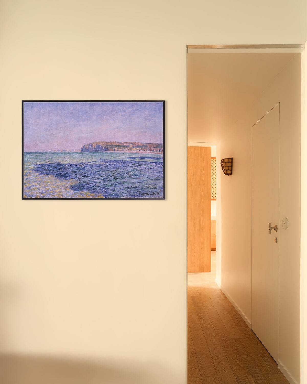 Plakat Skygger på havet, klippene ved Pourville (1882) av Claude Monet med metallramme