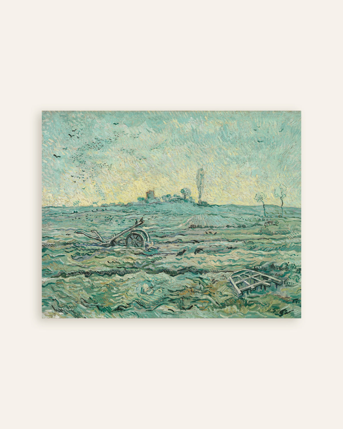 Poster av Snødekt åker med en harv, etter Millet (1890) av Vincent van Gogh, miniatyrbilde