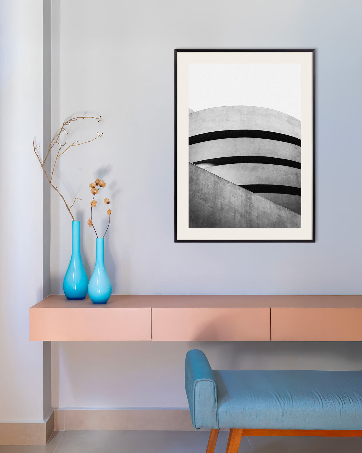 Poster of Spiral Museum Curves, with metal frame