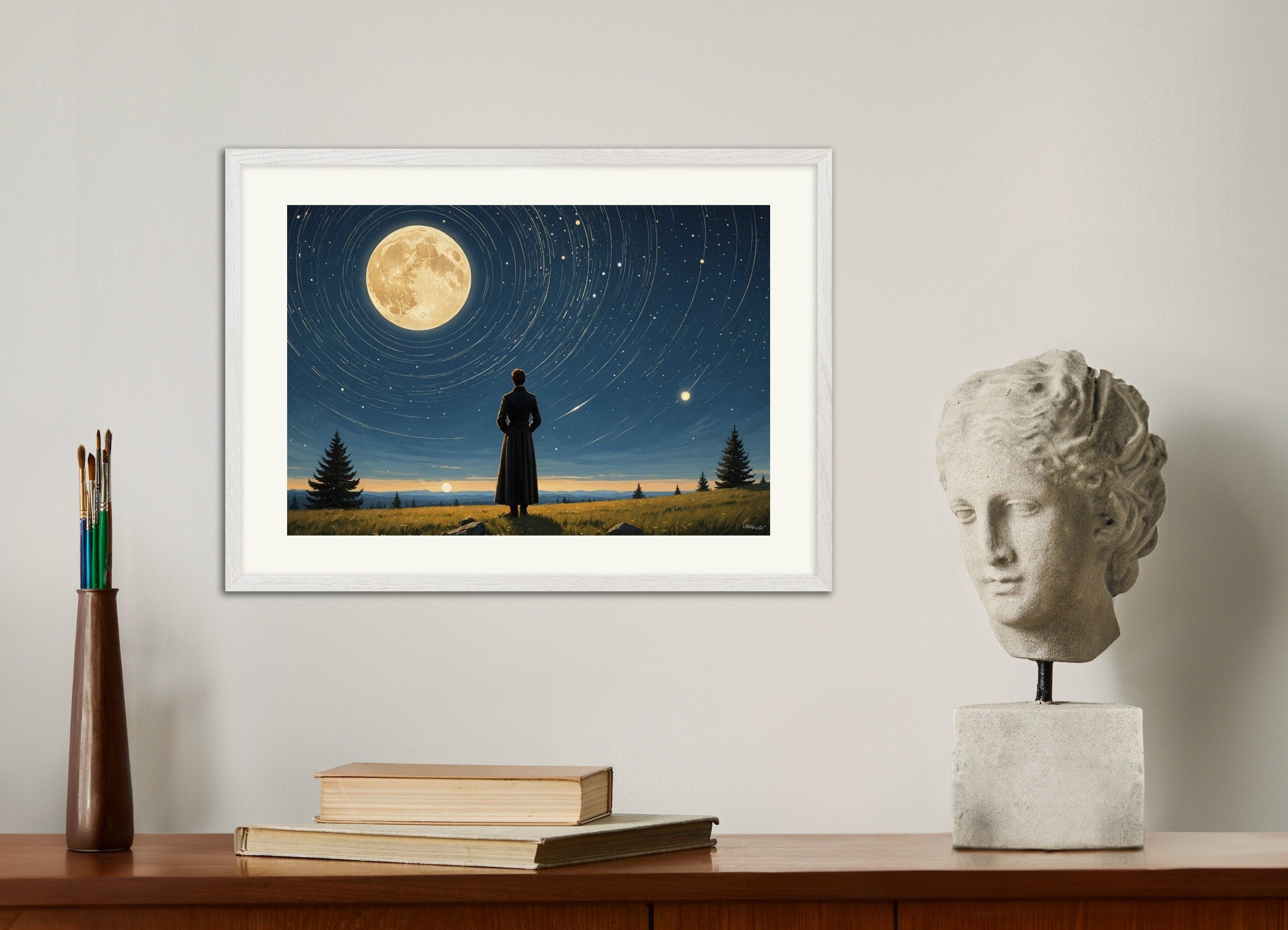 Poster of Spiritual portraits blending Russian symbolism and evocative imagery, with white wooden frame