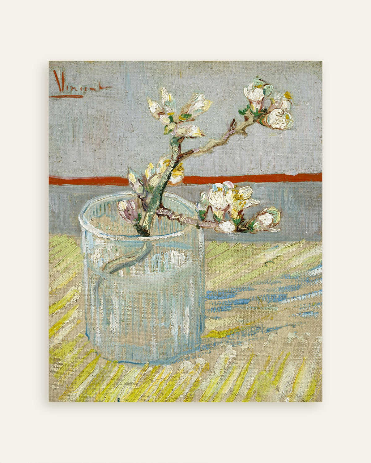 Poster av Blomstrende mandelkvist i et glass (1888) av Vincent van Gogh, miniatyr