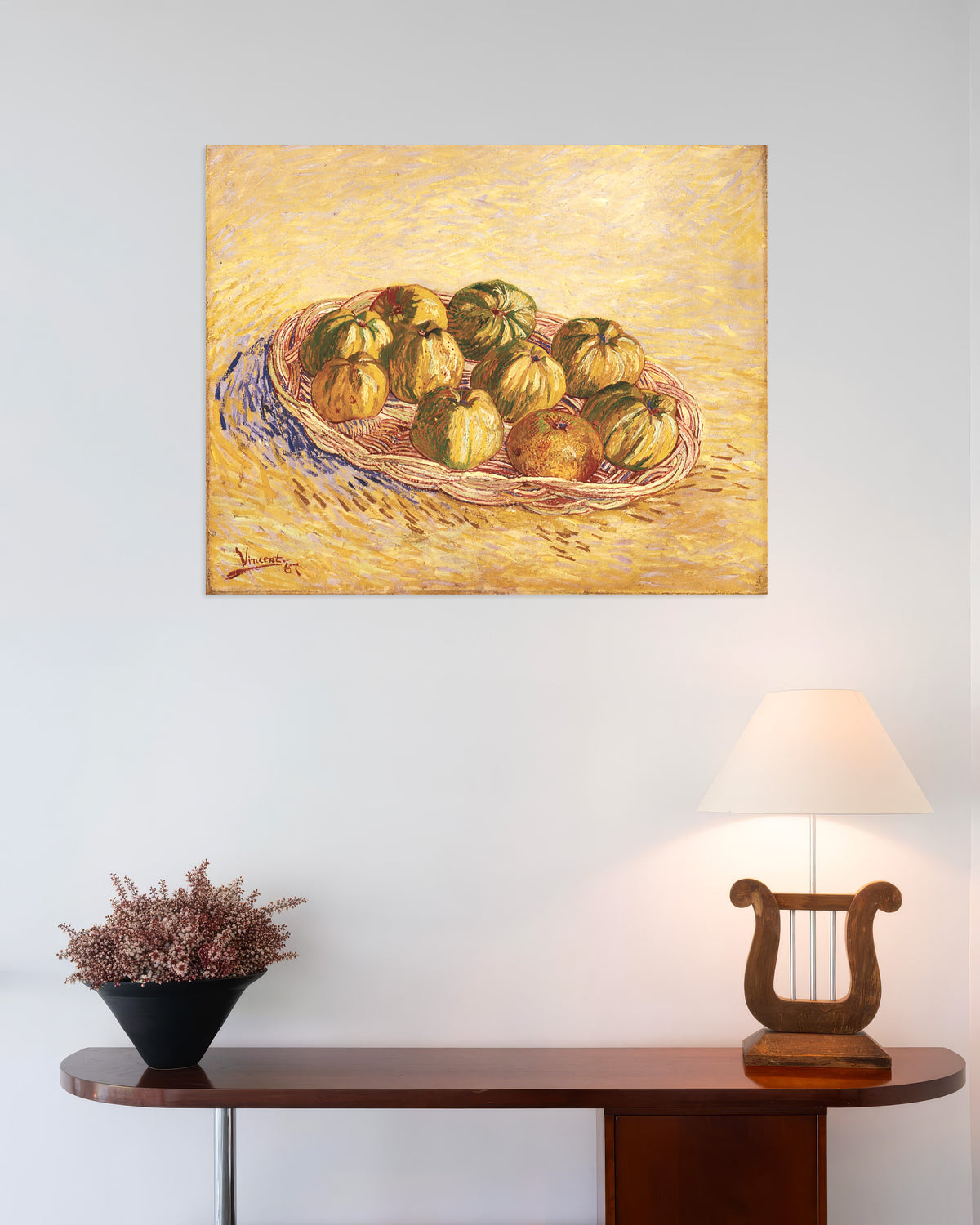 Poster med Stilleben med kurv med epler (1887) av Vincent van Gogh