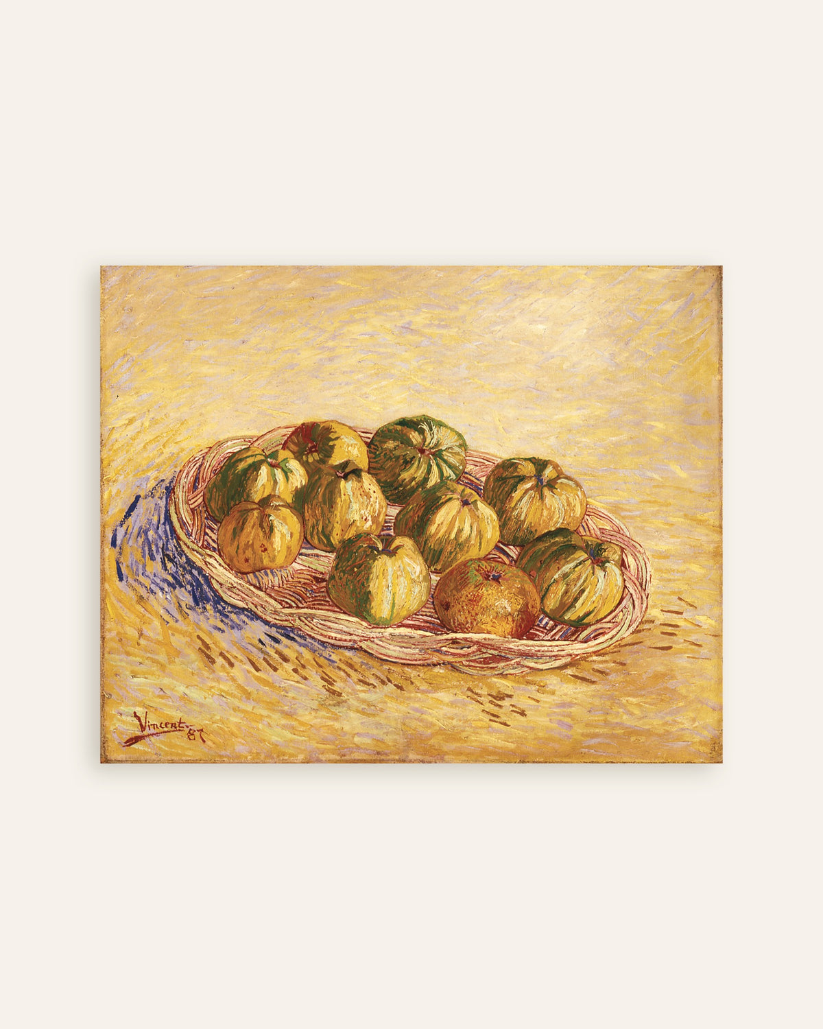 Poster med Stilleben med kurv med epler (1887) av Vincent van Gogh, miniatyr