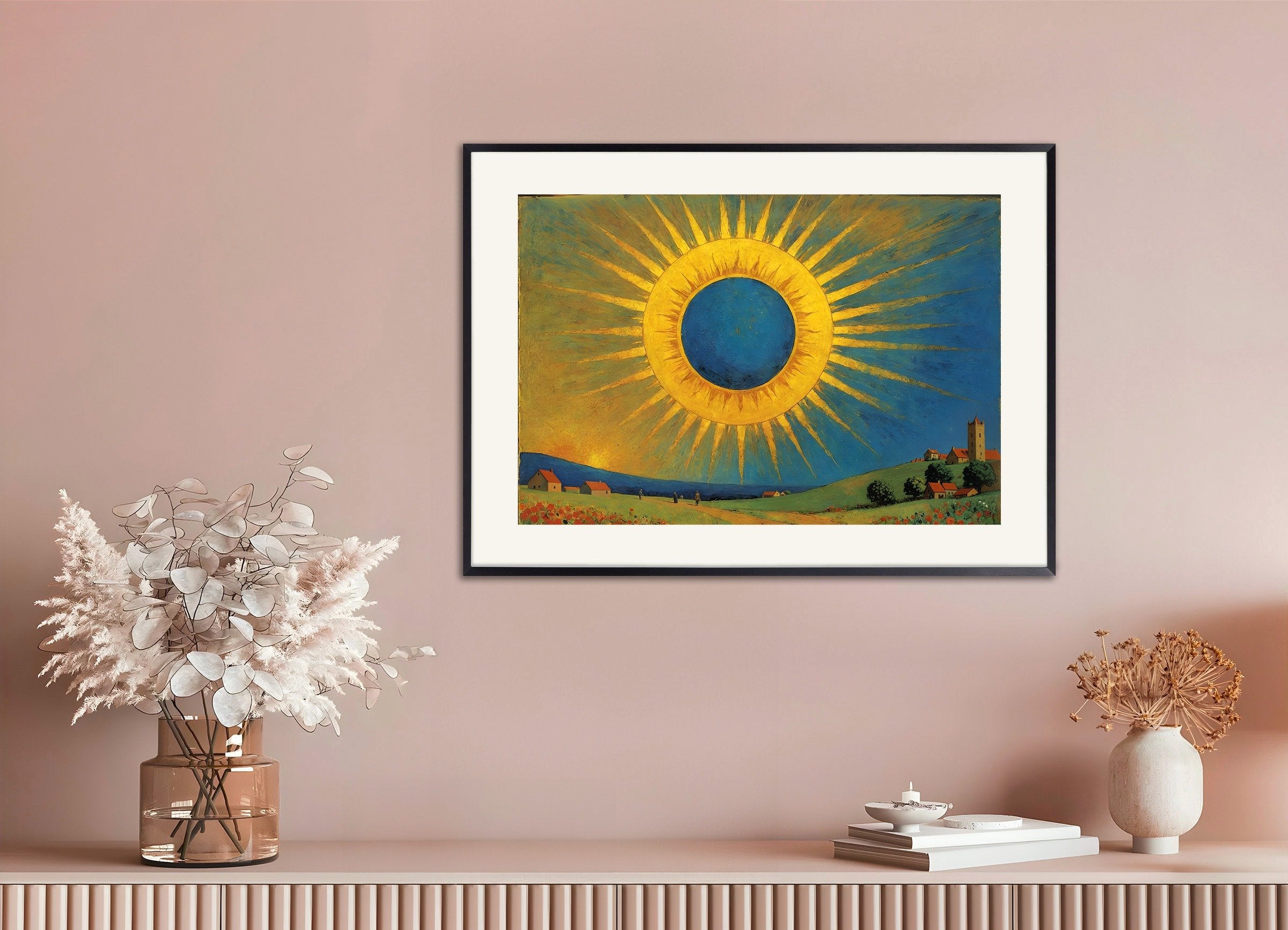 Poster of Sun, with metal frame