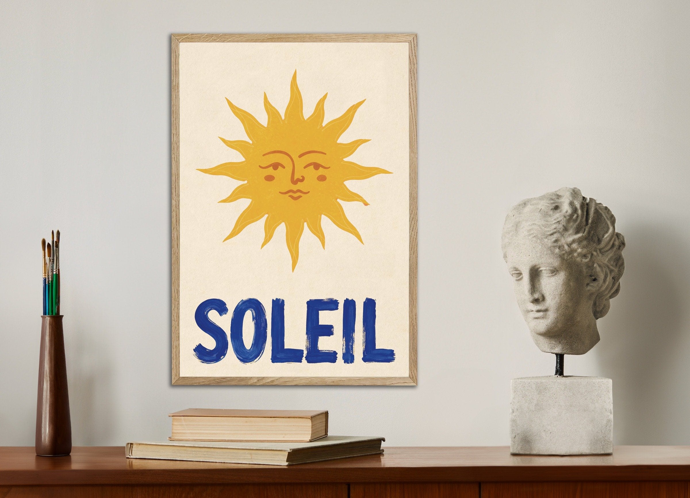 Poster of Sun poster - Warming poster, with natural wooden frame