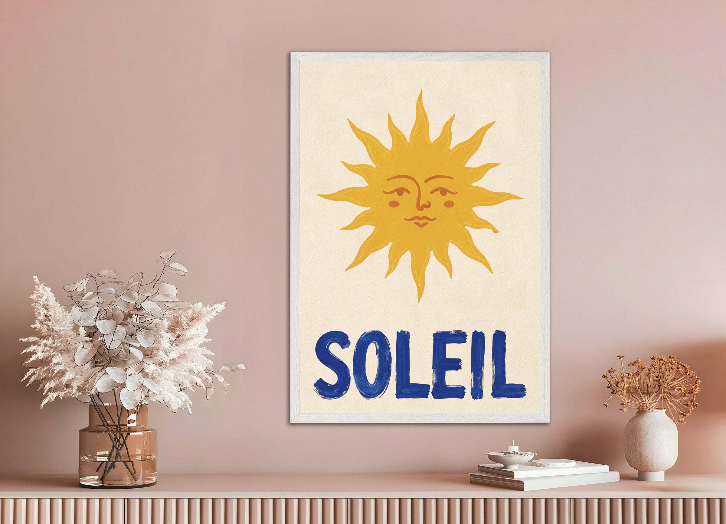 Poster of Sun poster - Warming poster, with white wooden frame