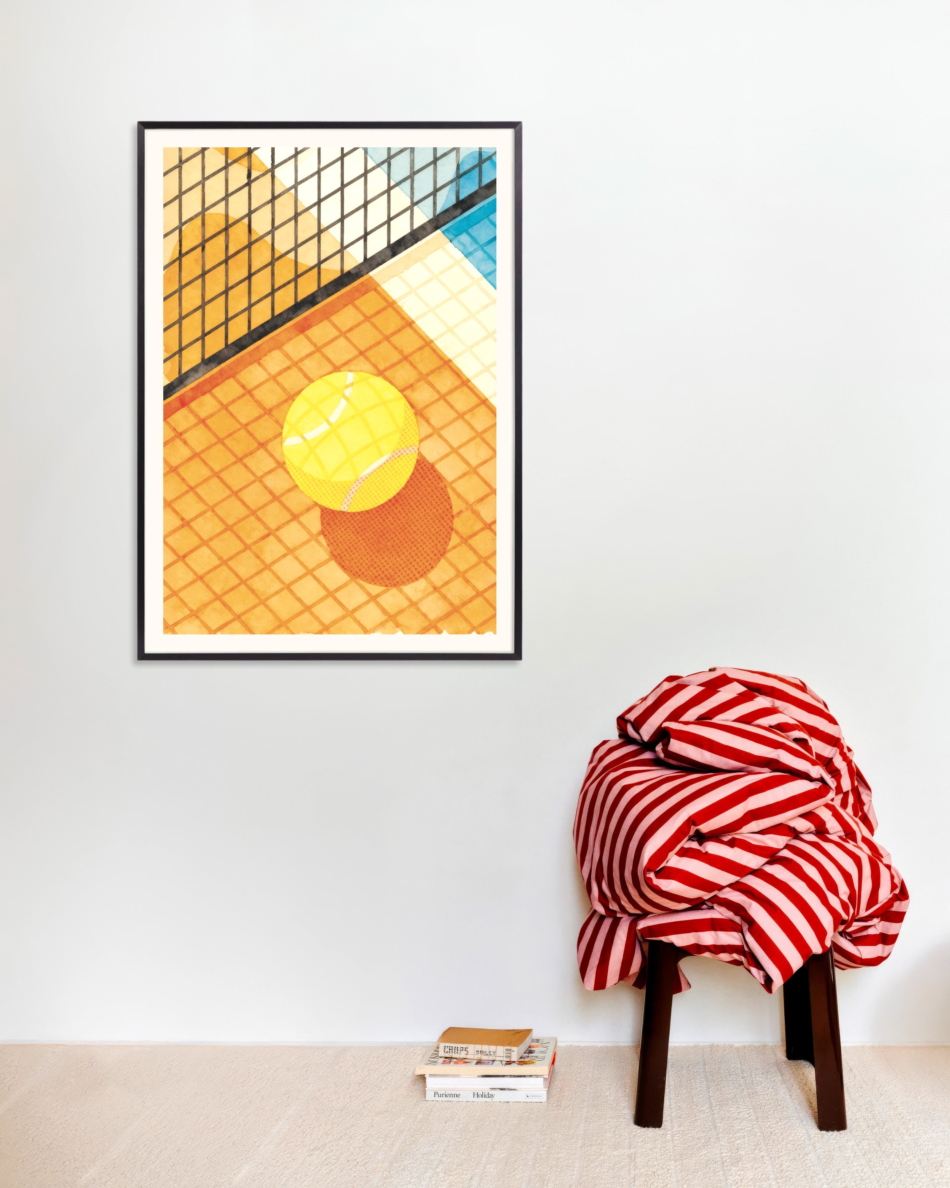 Poster of Tennis poster – Watercolor sports art print, with metal frame