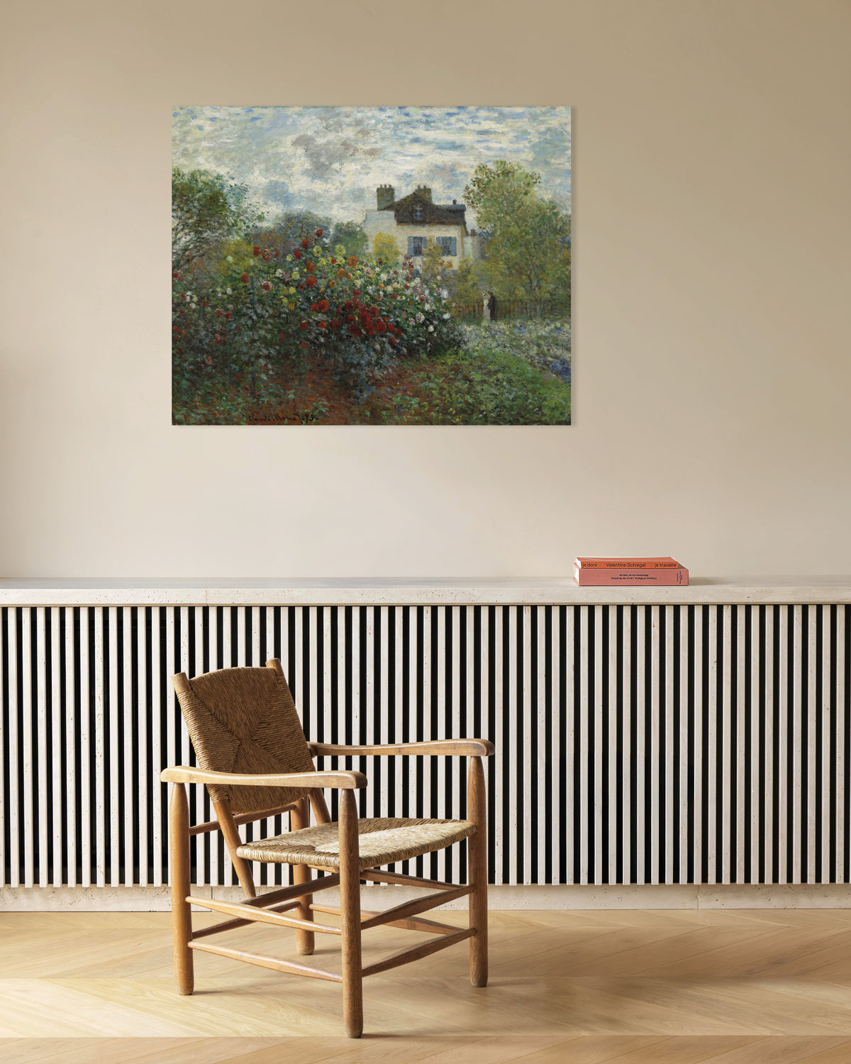 Poster of The Artist's Garden in Argenteuil, a Corner with Dahlias (1873) by Claude Monet