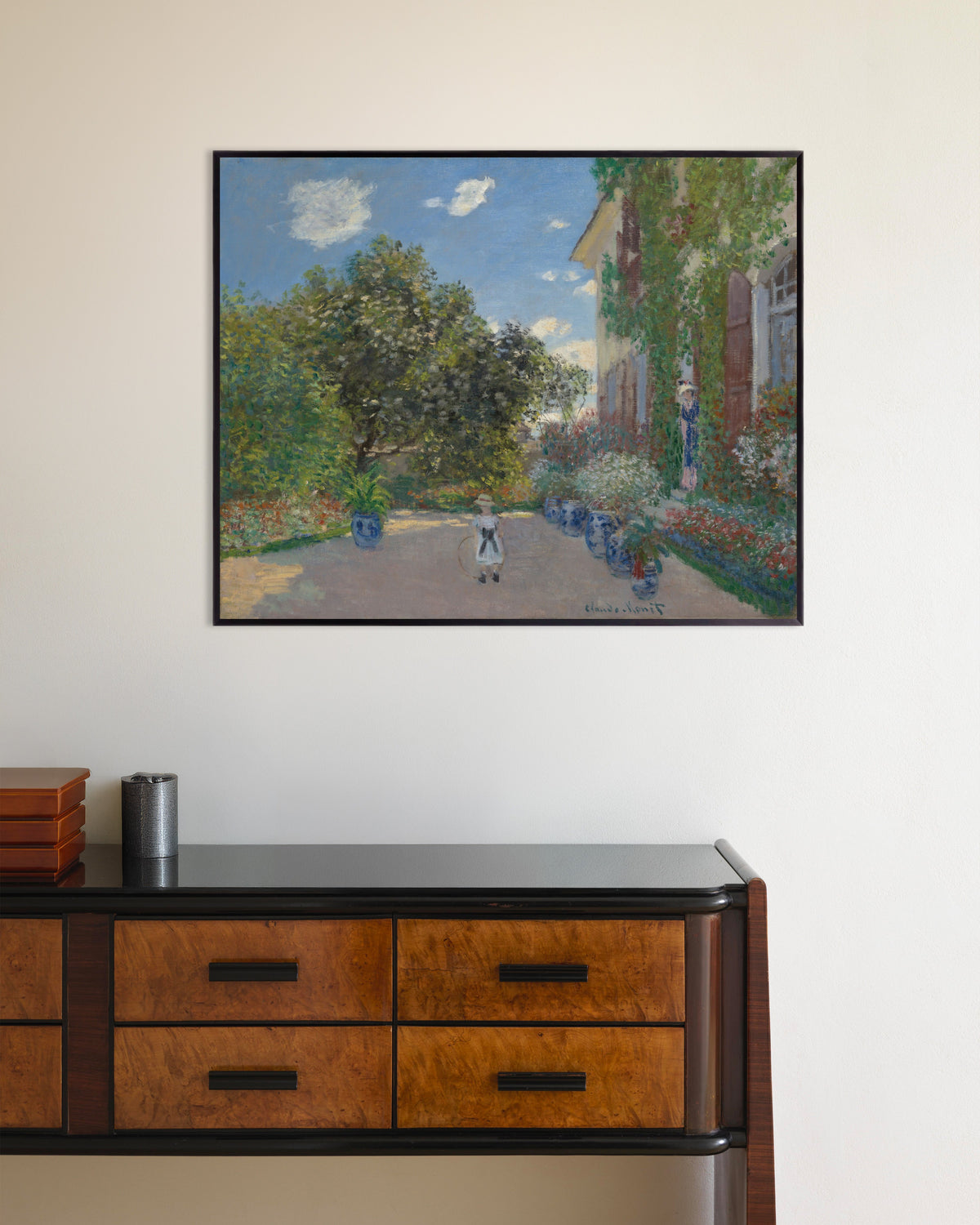 Plakat Kunstnerens hus i Argenteuil (1873) av Claude Monet med metallramme