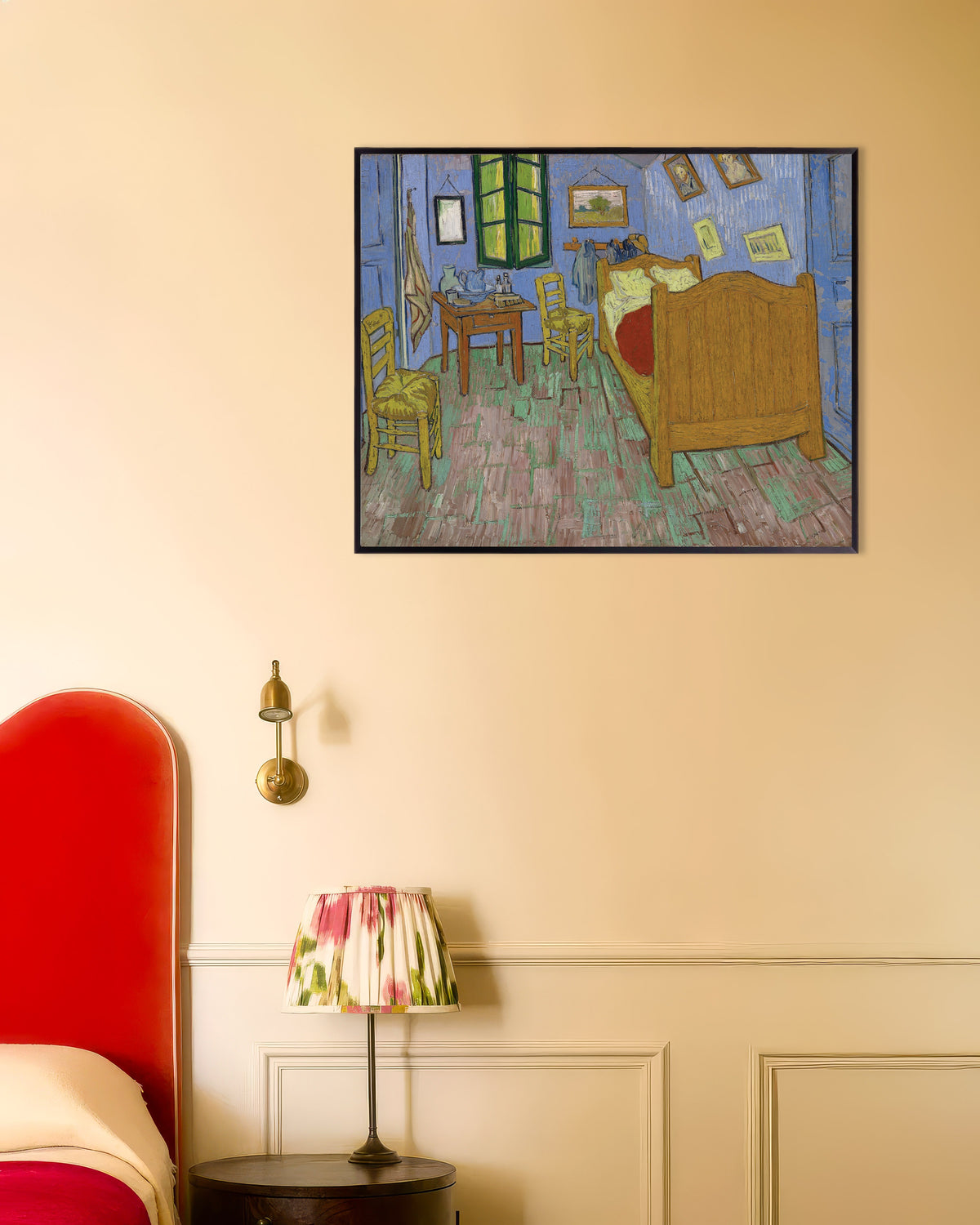 Poster av Soverommet, Saint-Rémy-versjonen (1889) av Vincent van Gogh, med metallramme