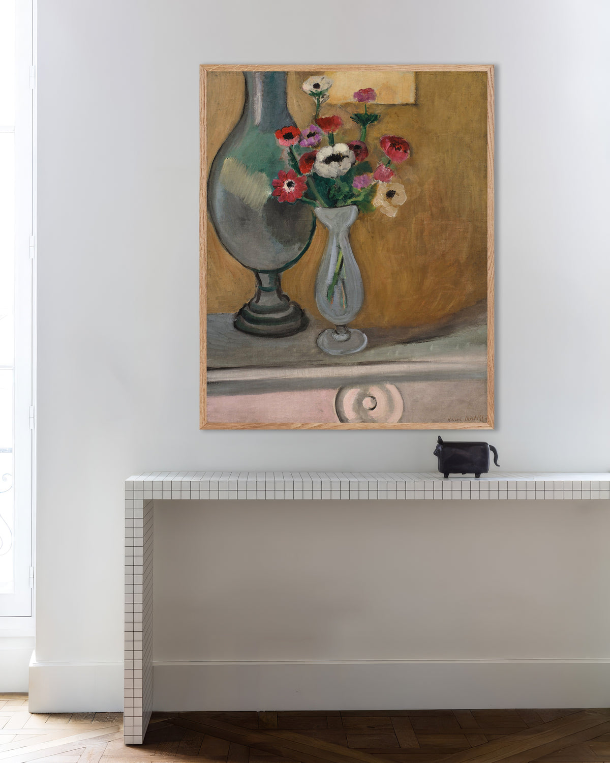 Poster av Anemonebuketten (1918) av Henri Matisse, med ramme i naturtre