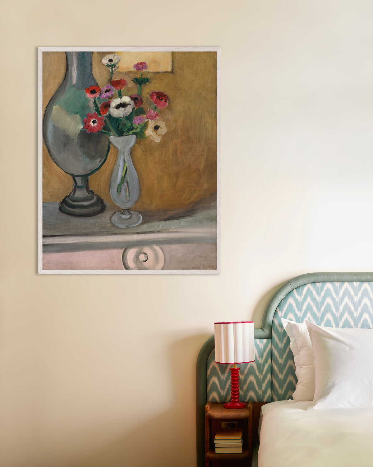 Poster av Anemonebuketten (1918) av Henri Matisse, med hvit treramme