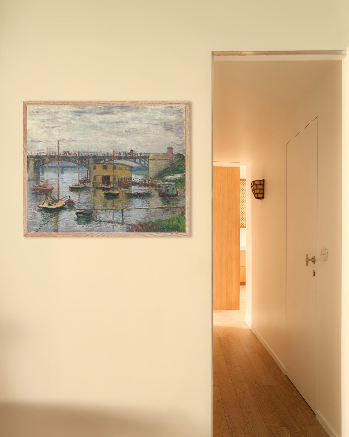 Plakat Broen ved Argenteuil en grå dag (ca. 1876) av Claude Monet med ramme i naturtre