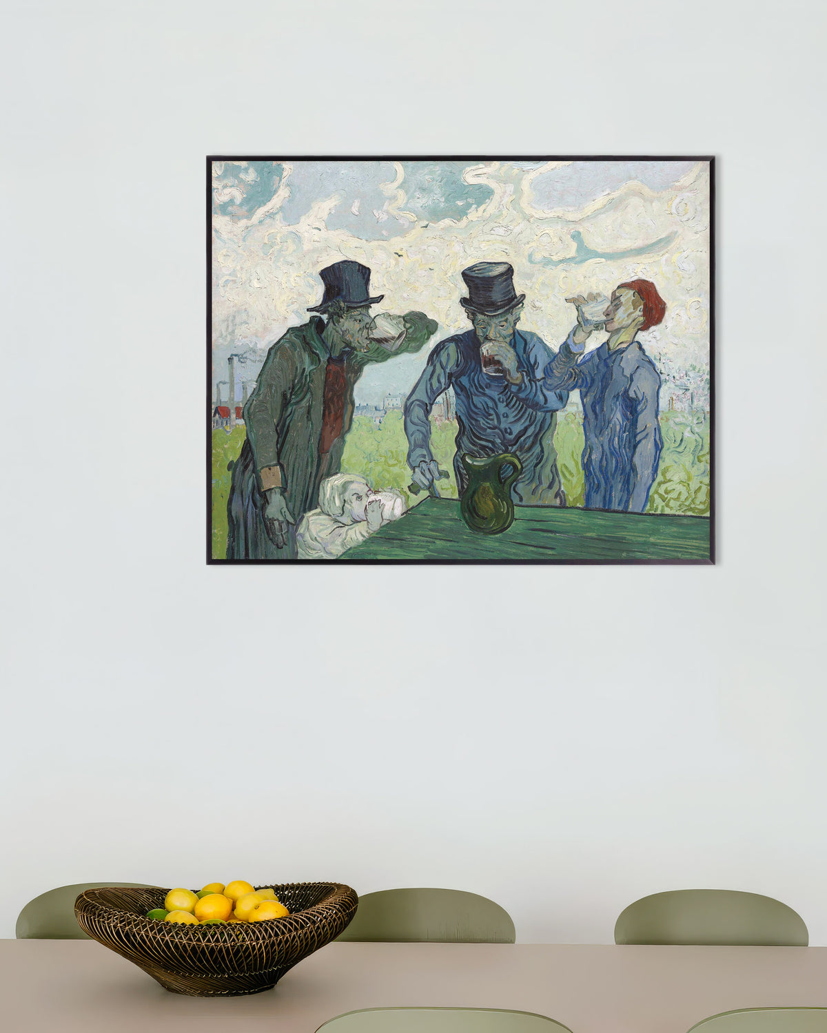 Poster av Drikkerne, etter Daumier (1890), av Vincent van Gogh, med metallramme