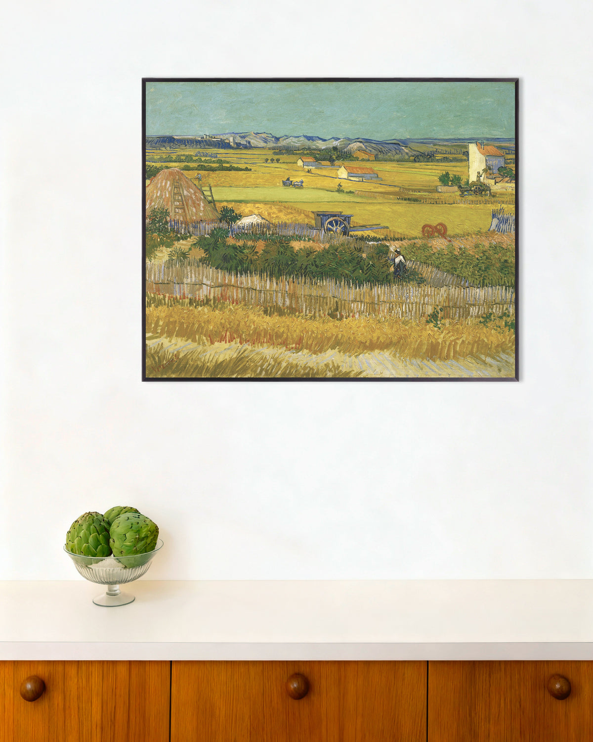 Poster av Innhøstingen (1888) av Vincent van Gogh, med metallramme