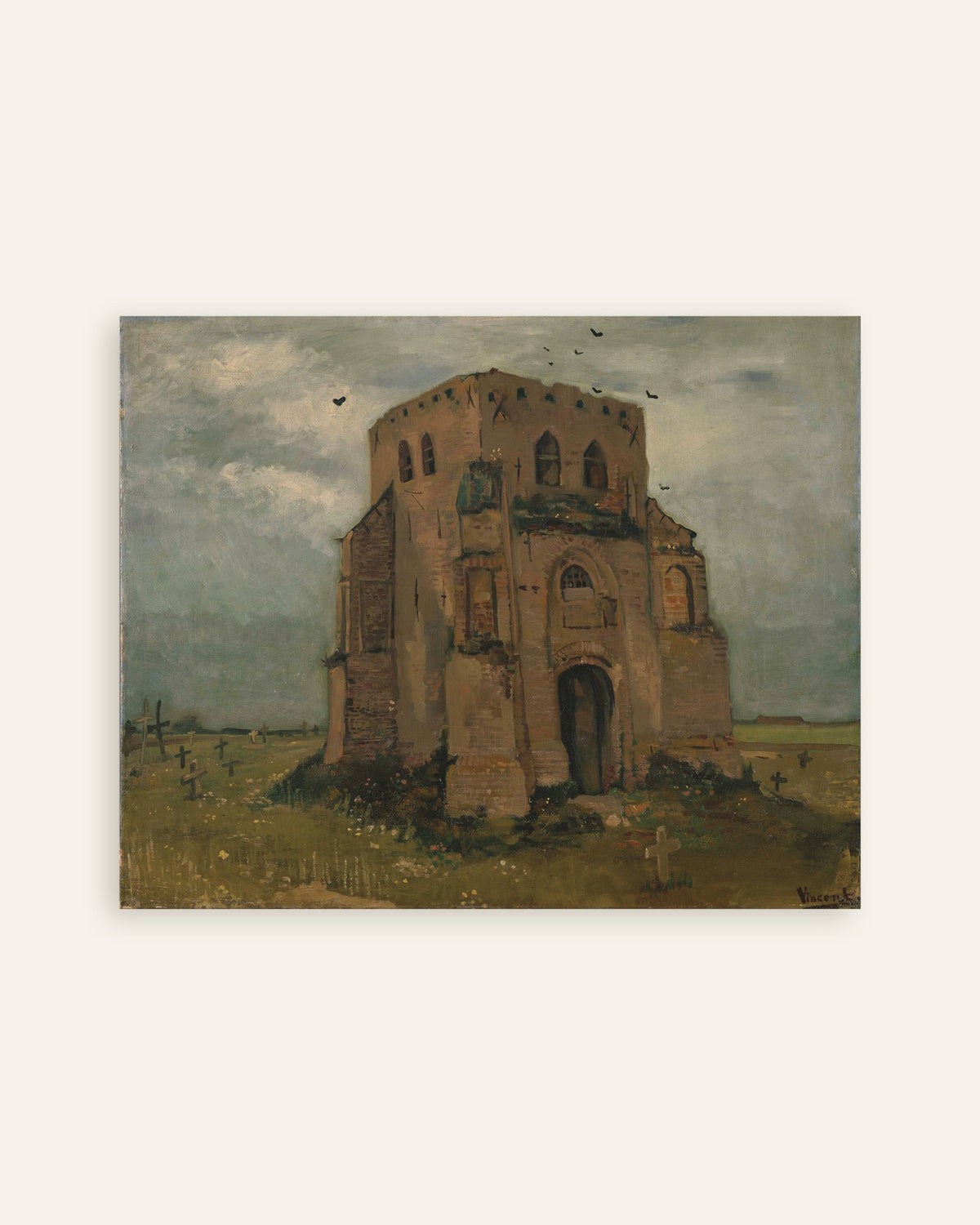 Poster av Det gamle kirketårnet i Nuenen (1885) av Vincent van Gogh, miniatyr