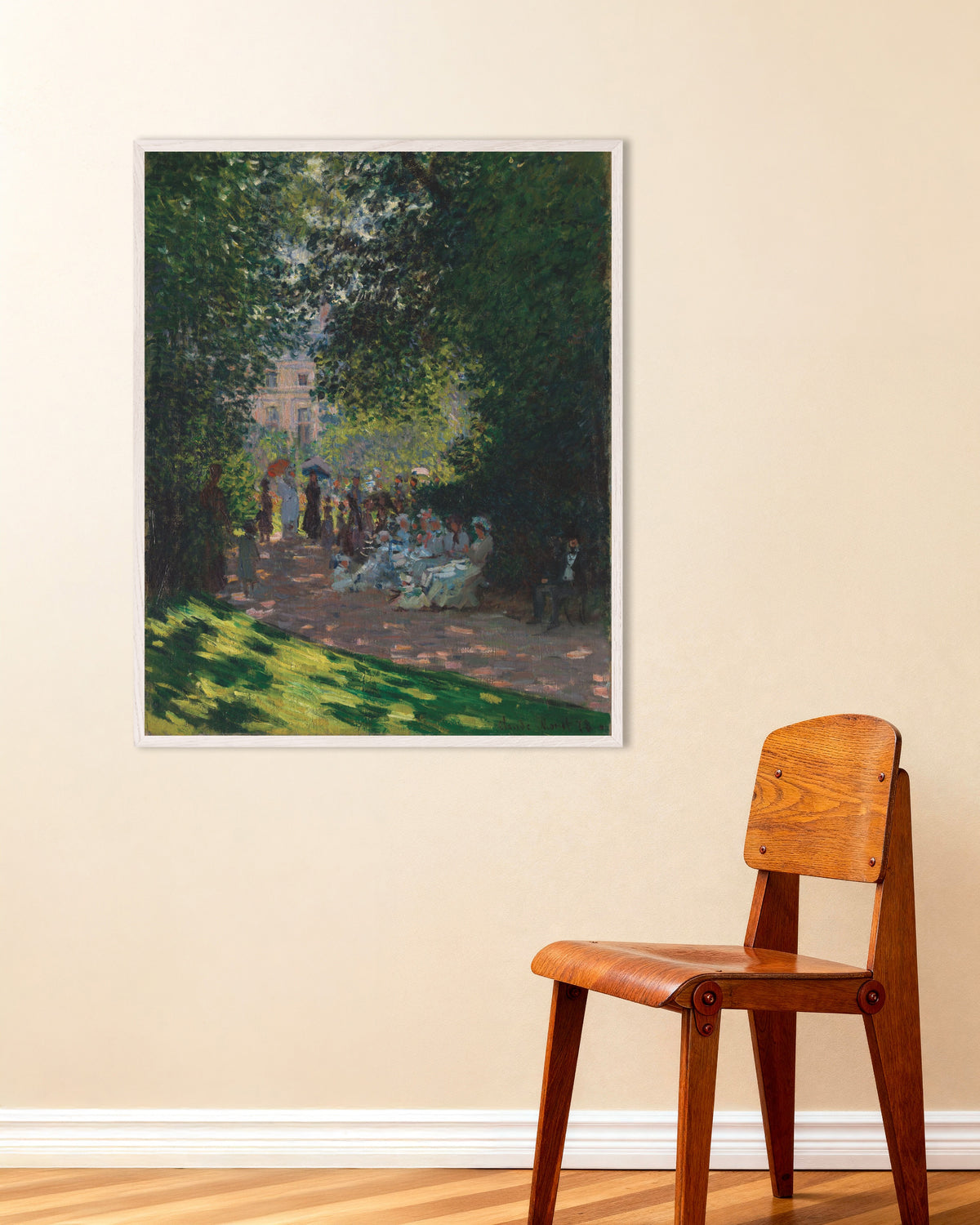 Plakat Parc Monceau (1878) av Claude Monet med hvit treramme