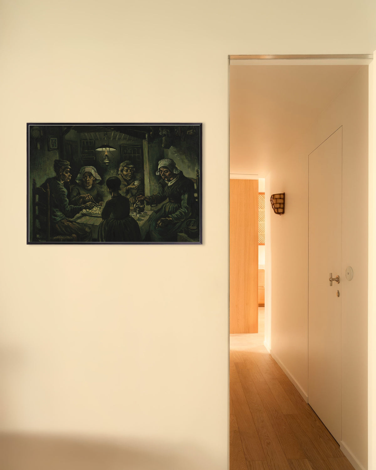 Poster med Potetspiserne (1885) av Vincent van Gogh, med metallramme