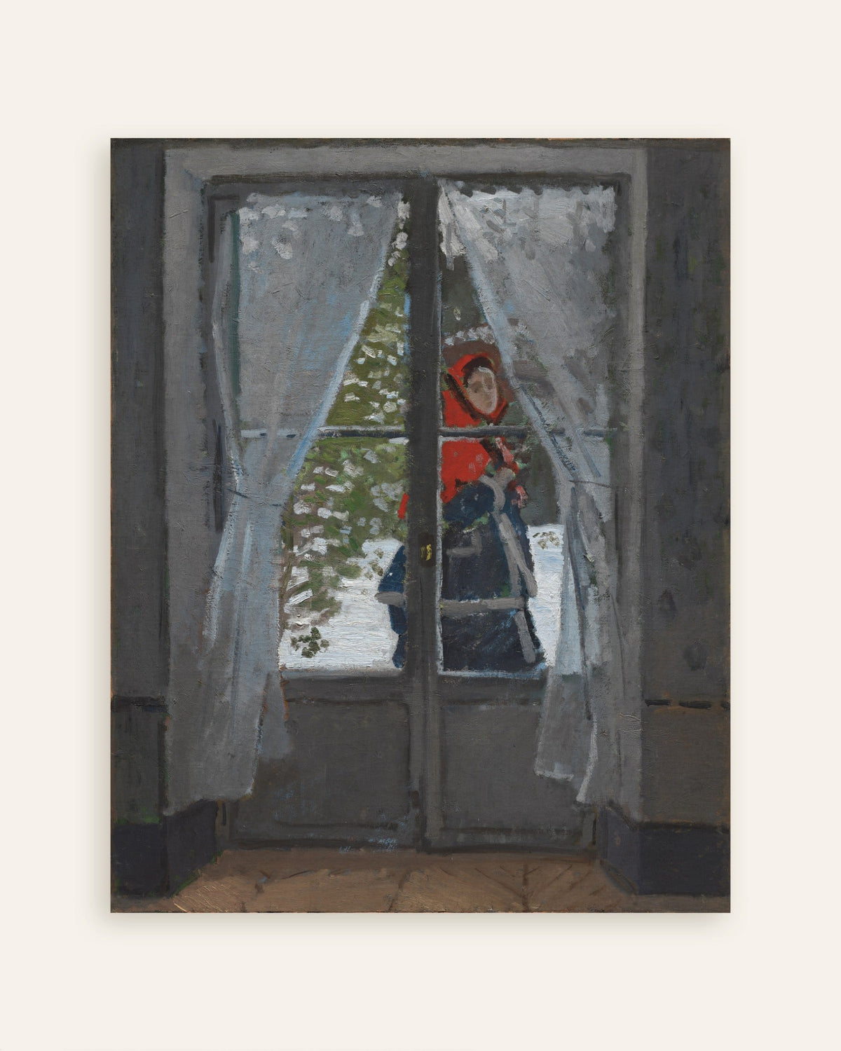 Plakat Det røde skjerfet (ca. 1868–1873) av Claude Monet, miniatyr