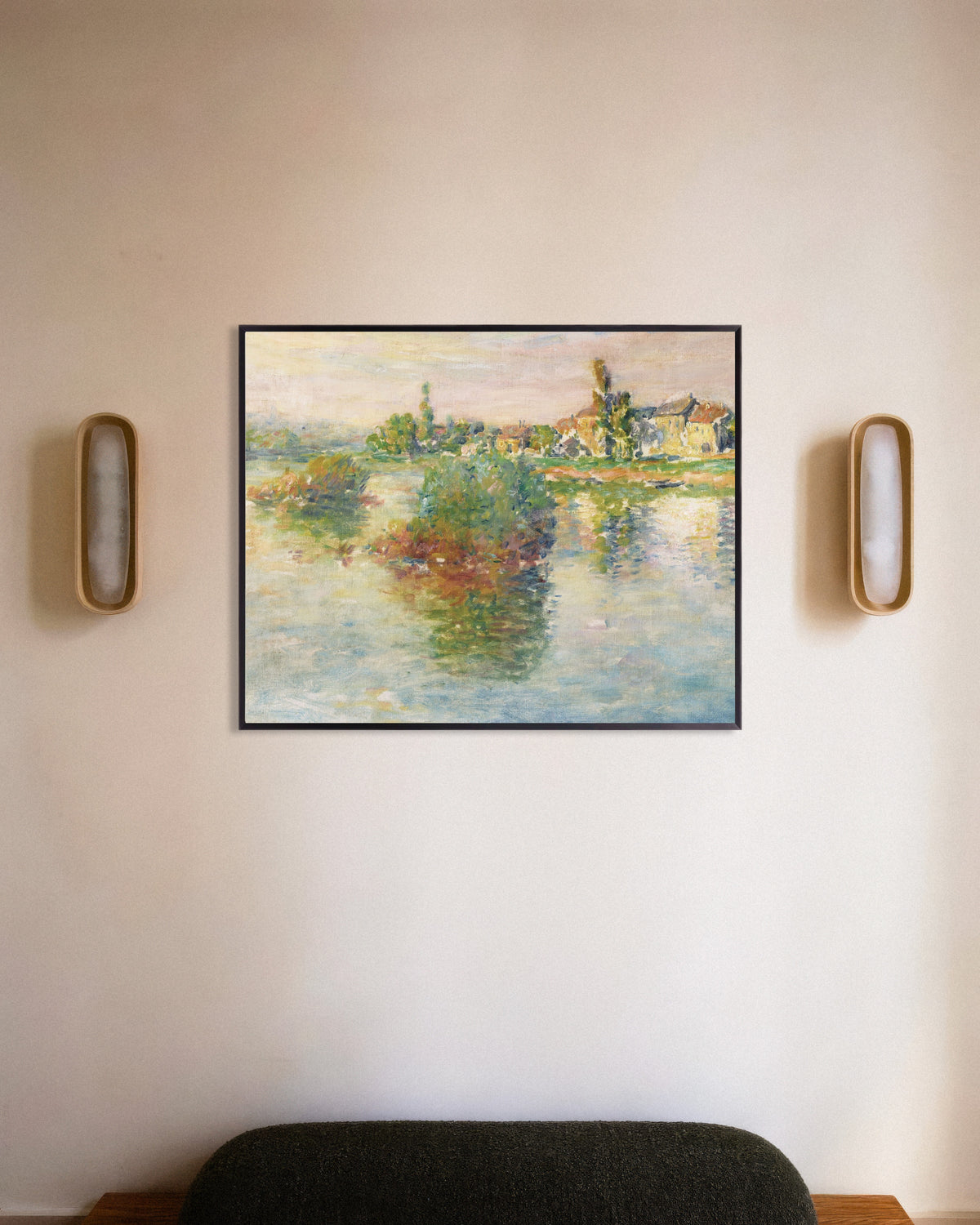Plakat Seinen ved Lavacourt (1879) av Claude Monet med metallramme
