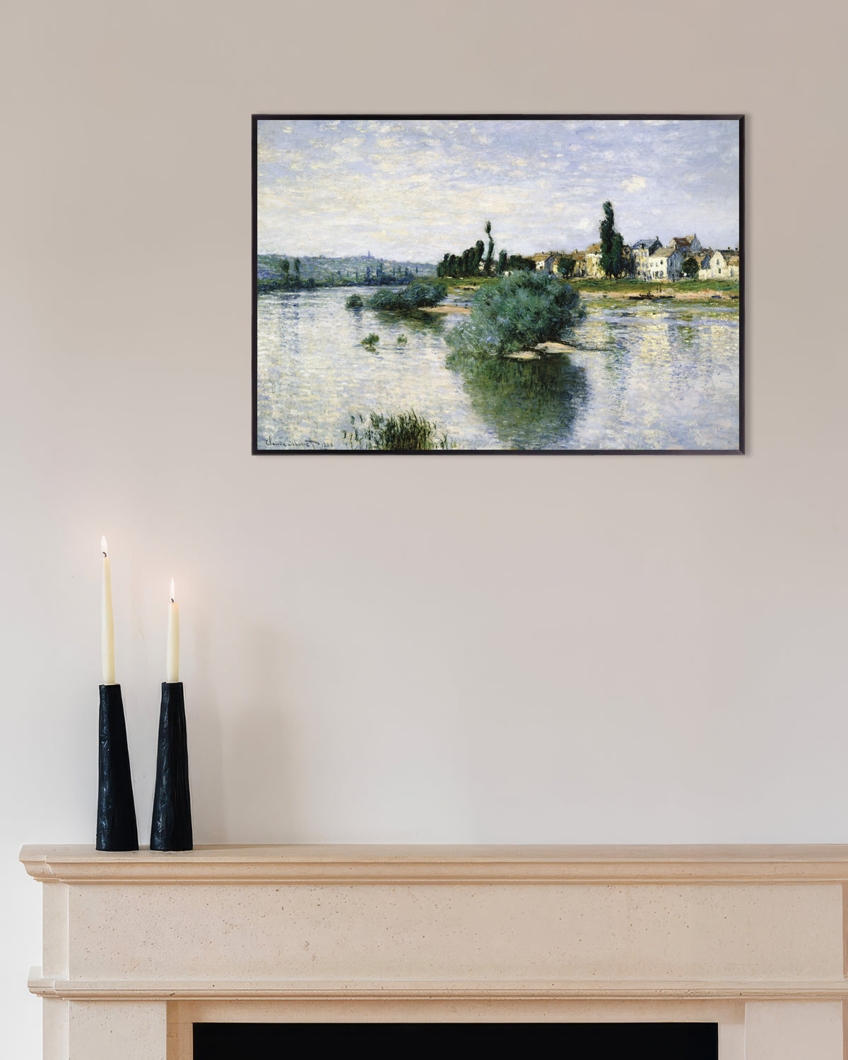 Plakat Seinen ved Lavacourt (1880) av Claude Monet med metallramme