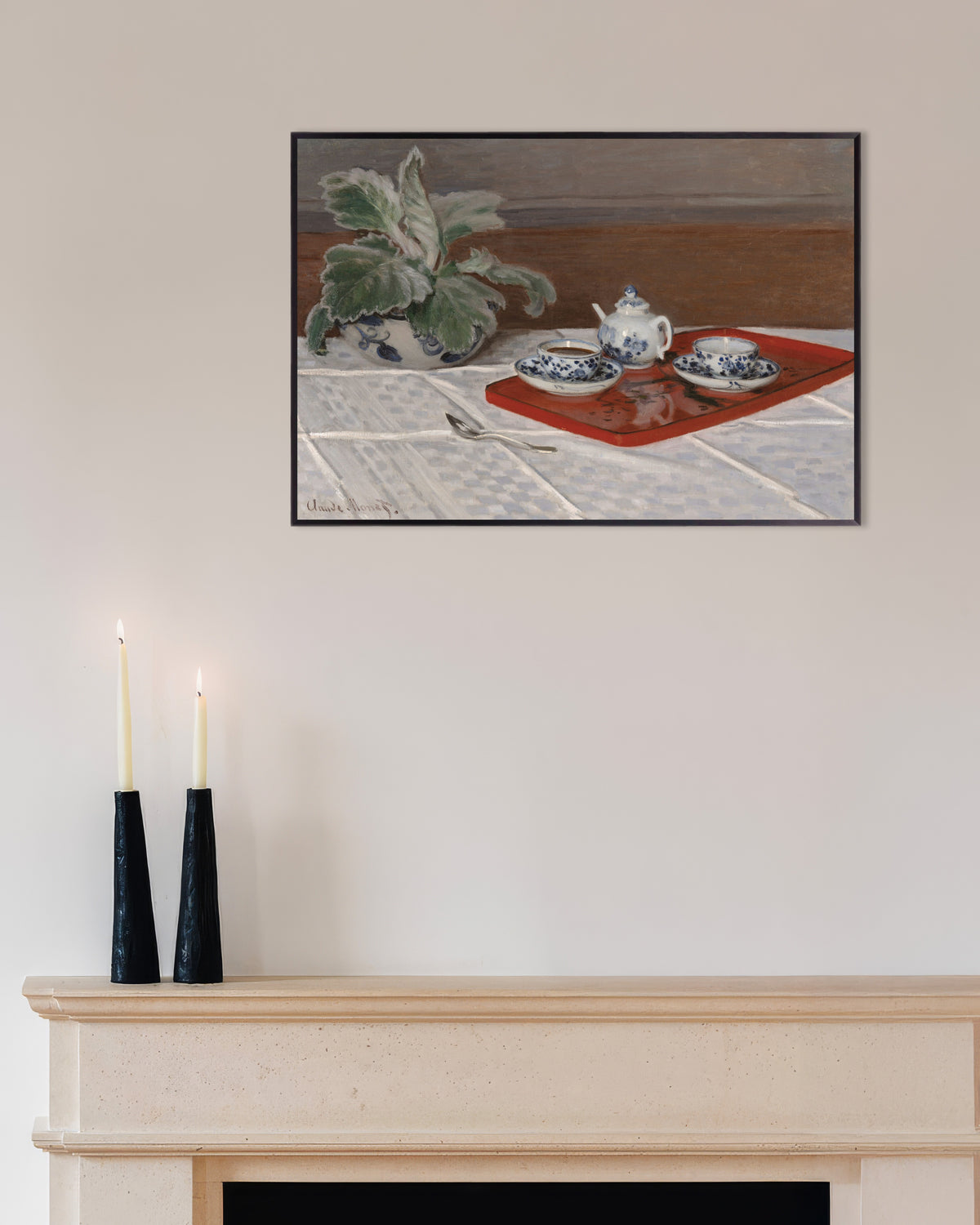 Plakat Teserviset (1872) av Claude Monet med metallramme
