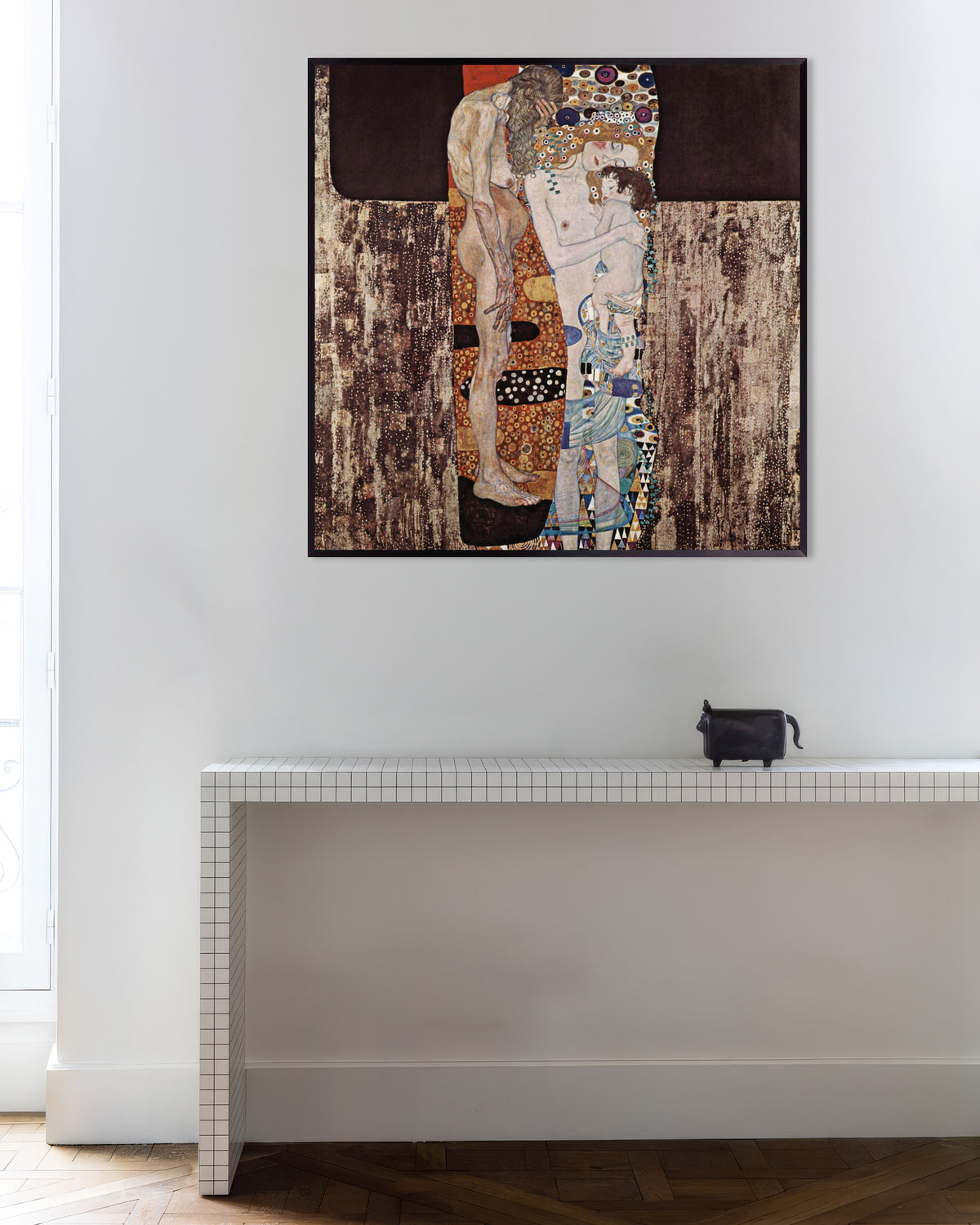 Plakat Kvinnens tre aldre (1905) av Gustav Klimt med metallramme