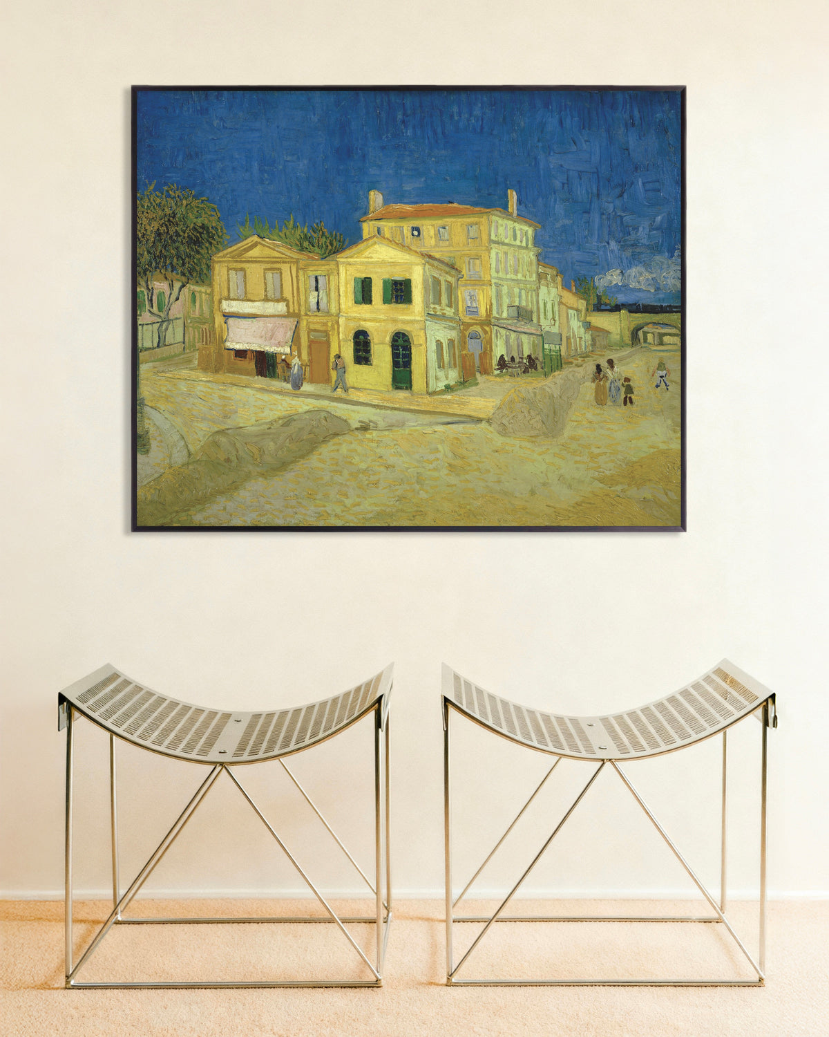 Poster av Det gule huset, Gaten (1888) av Vincent van Gogh, med metallramme